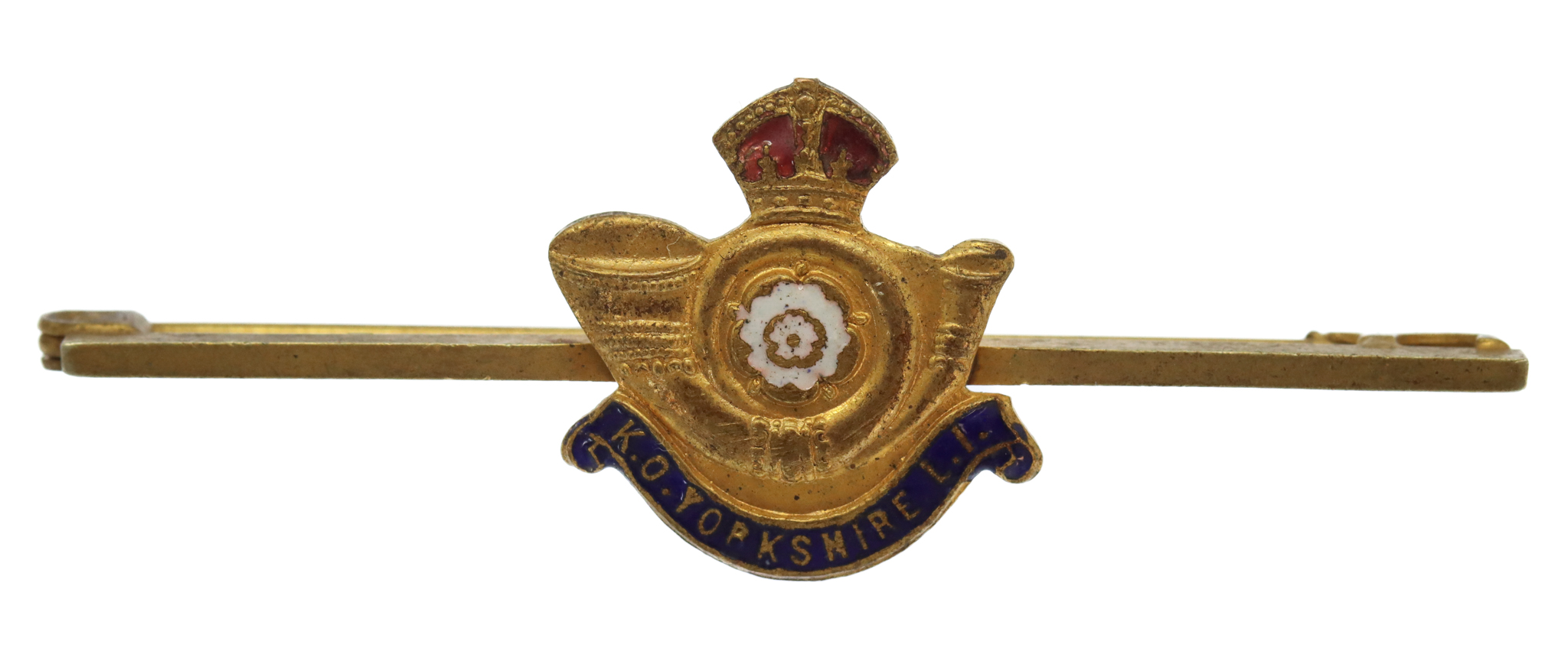 King's Own Yorkshire Light Infantry (K.O.Y.L.I.) Enamelled Sweetheart Brooch/Tie Pin - King's Crown