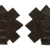 Pair of Highland Light Infantry (H.L.I.) Officer's Service Dress Collar Badges - Queen's Crown