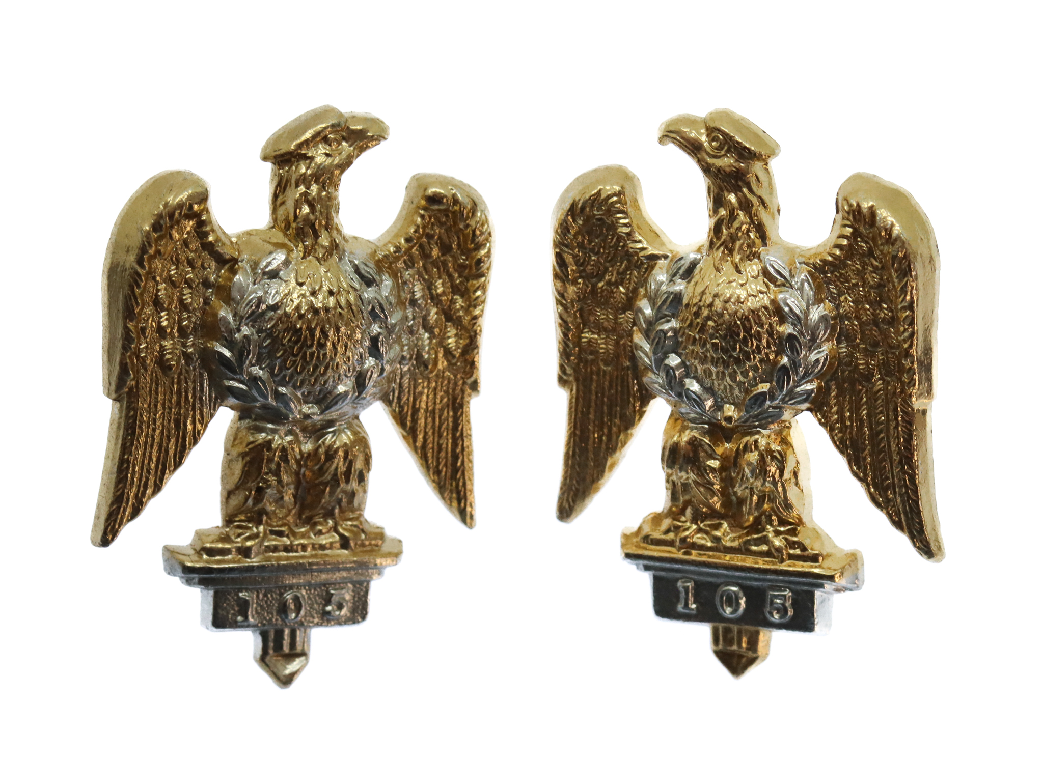 Pair of 1st Royal Dragoons Anodised (Staybrite) Collar Badges