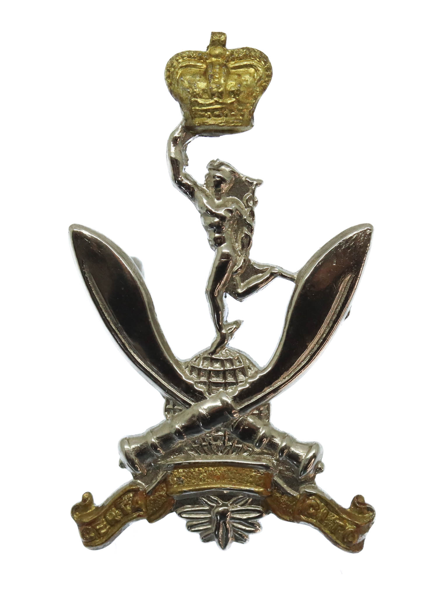 The Queen's Gurkha Signals Bi-Metal Cap Badge - Queen's Crown