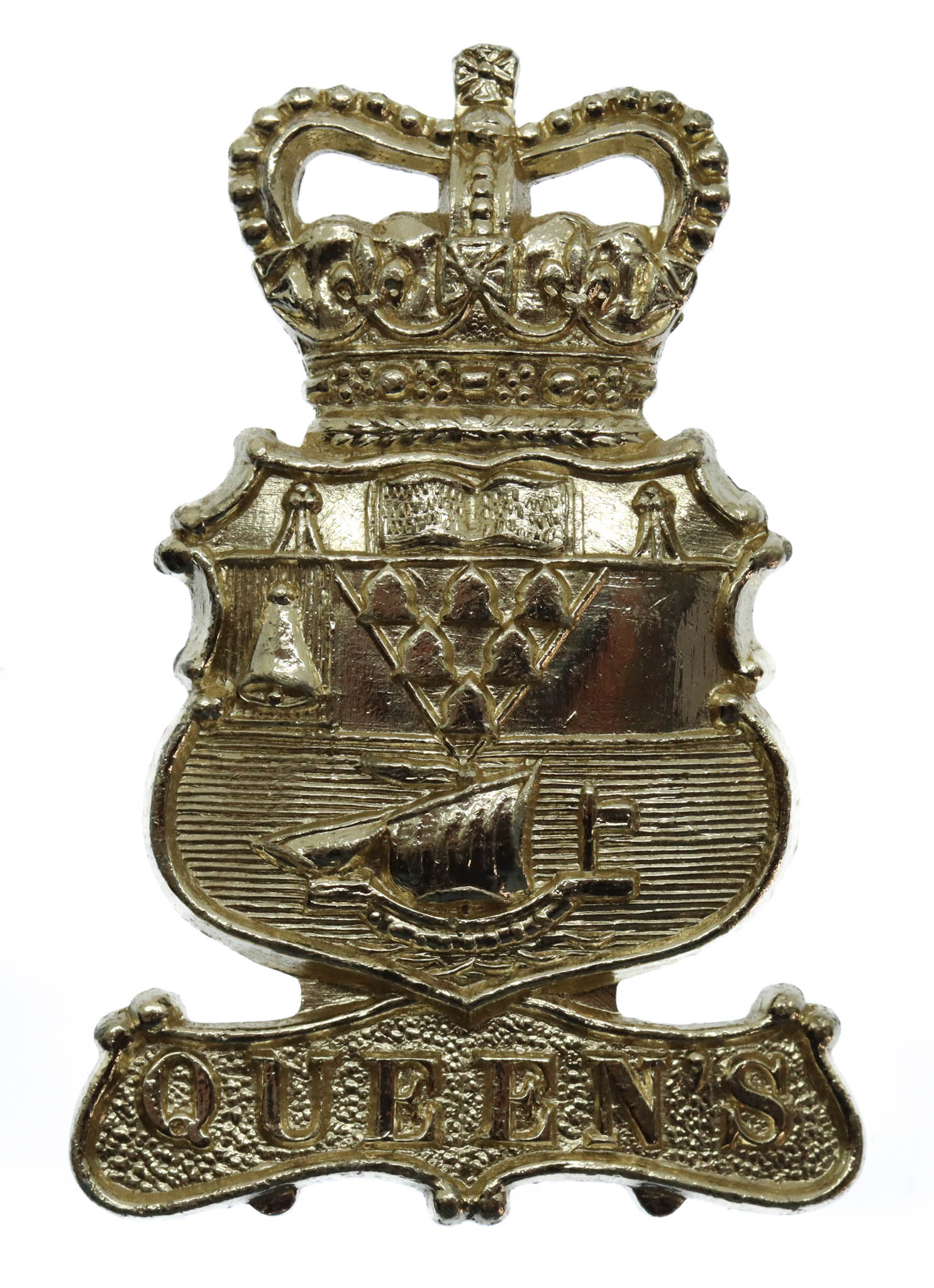 Queen's University Belfast O.T.C. Anodised (Staybrite) Cap Badge