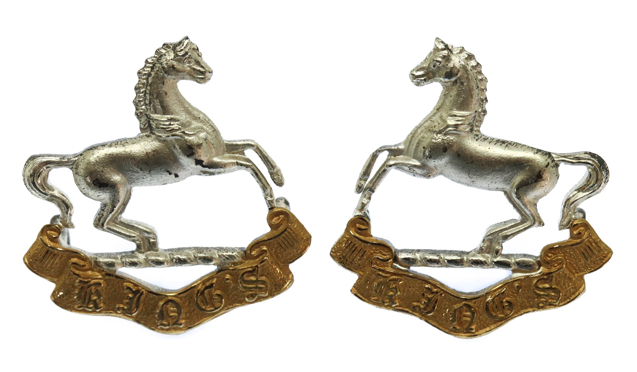 Pair of King's (Liverpool) Regiment Officer's Collar Badges