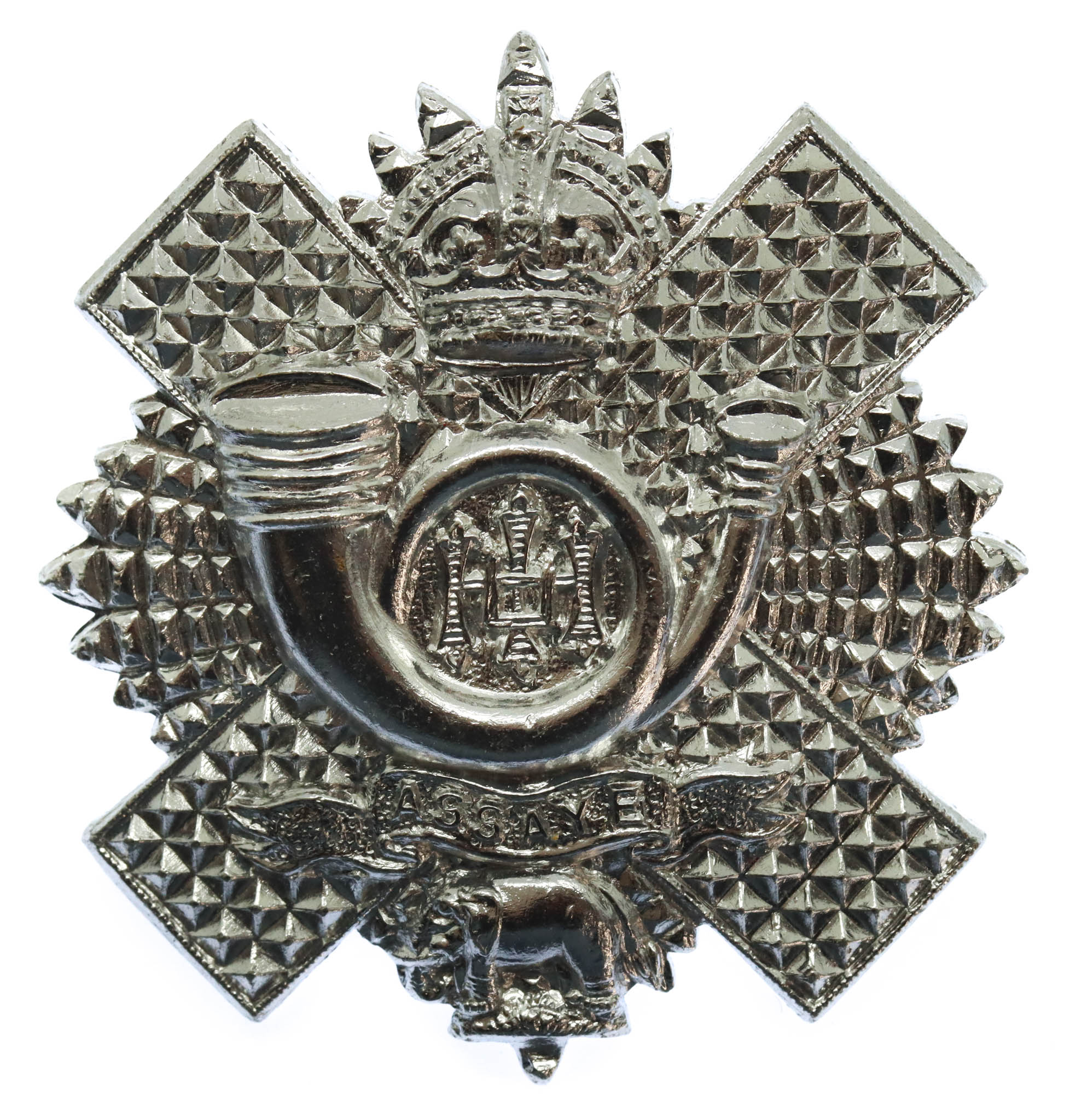 Highland Light Infantry (H.L.I.) Anodised (Staybrite) Cap Badge - King's Crown