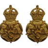 Pair of Women's Royal Army Corps (W.R.A.C.) Officer's Gilt Collar Badges - King's Crown