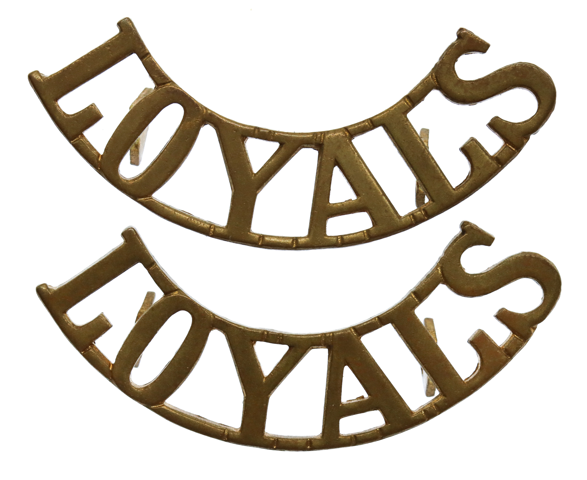 Pair of Loyal North Lancashire Regiment (LOYALS) Shoulder Titles