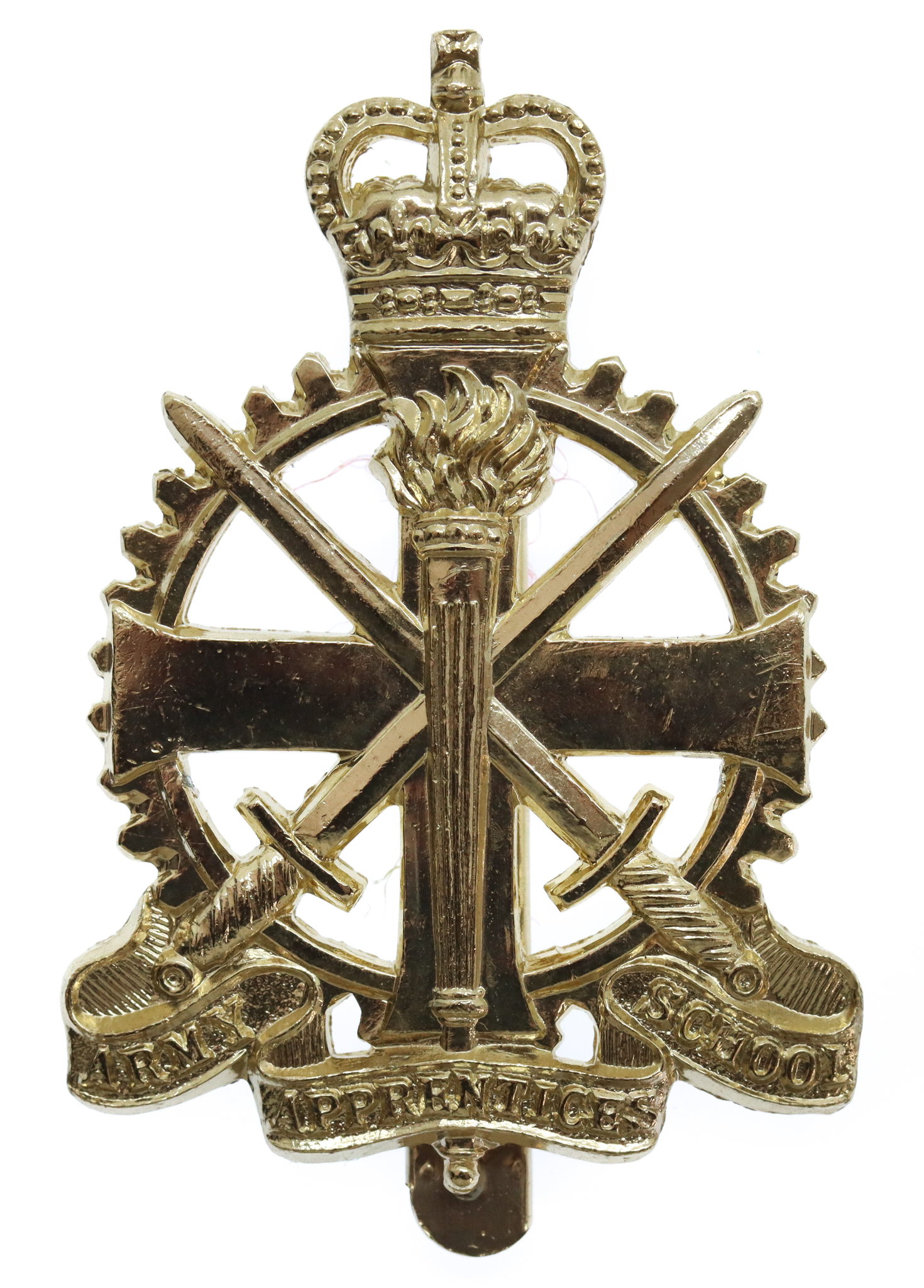 Army Apprentices School Anodised (Staybrite) Cap Badge - Queen's Crown
