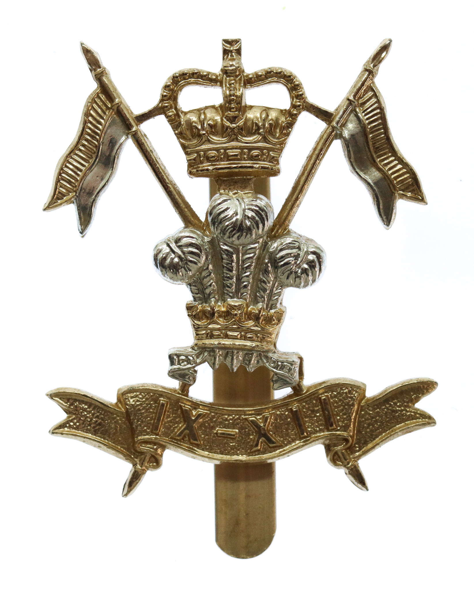 9th/12th Royal Lancers Anodised (Staybrite) Cap Badge
