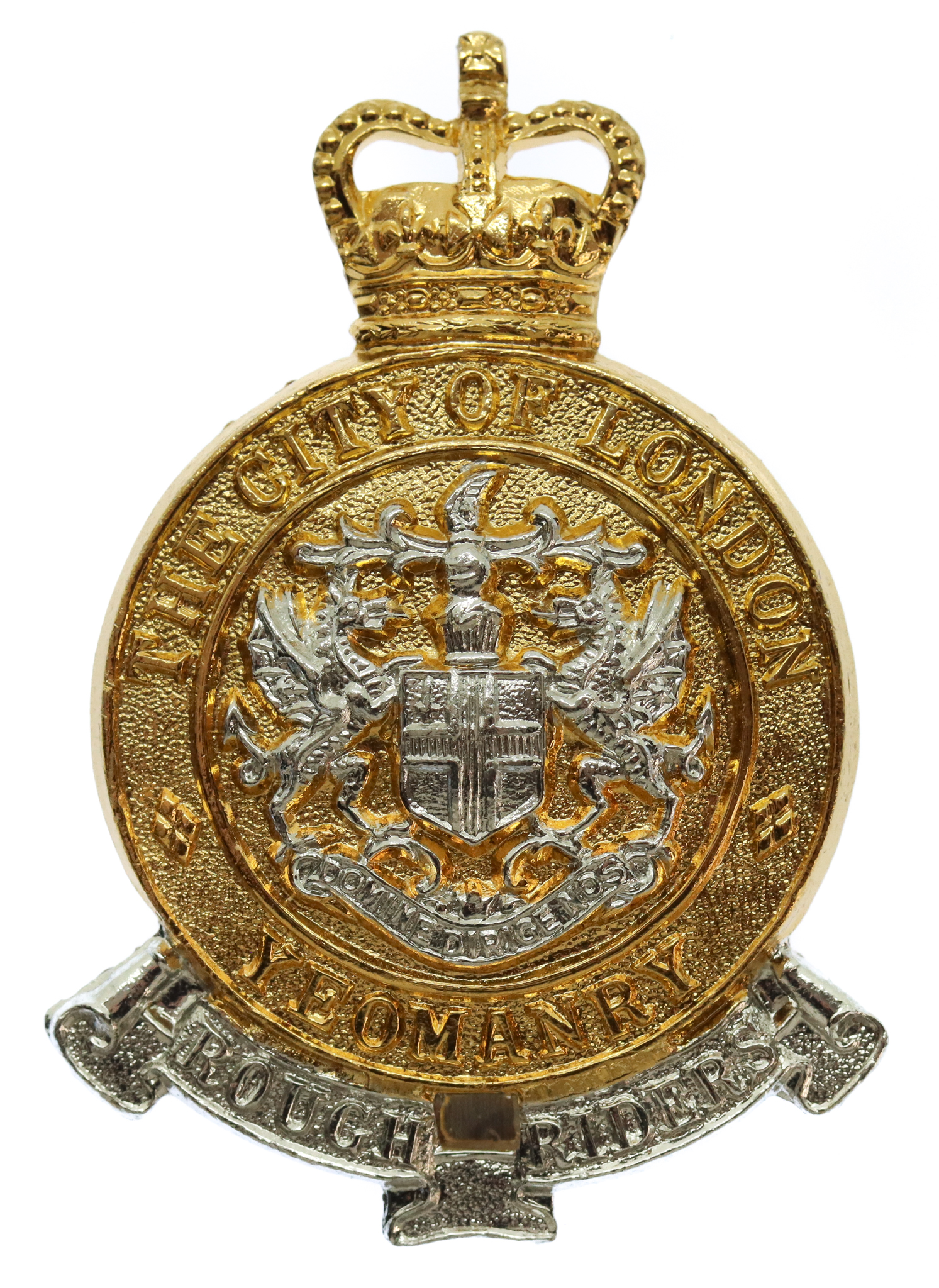 City of London Yeomanry (Rough Riders) Anodised (Staybrite) Cap Badge 