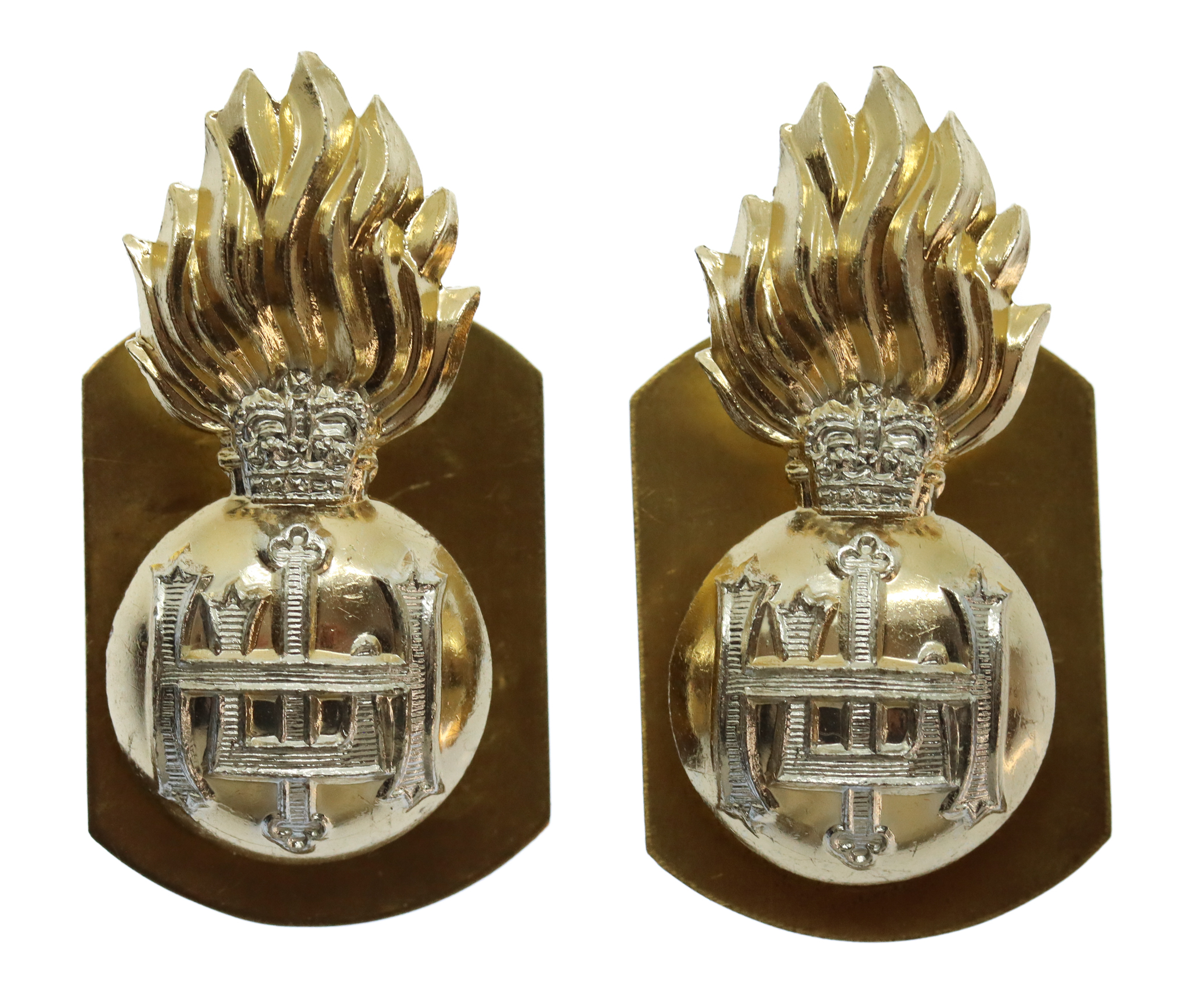 Pair of Royal Highland Fusiliers Anodised (Staybrite) Collar Badges