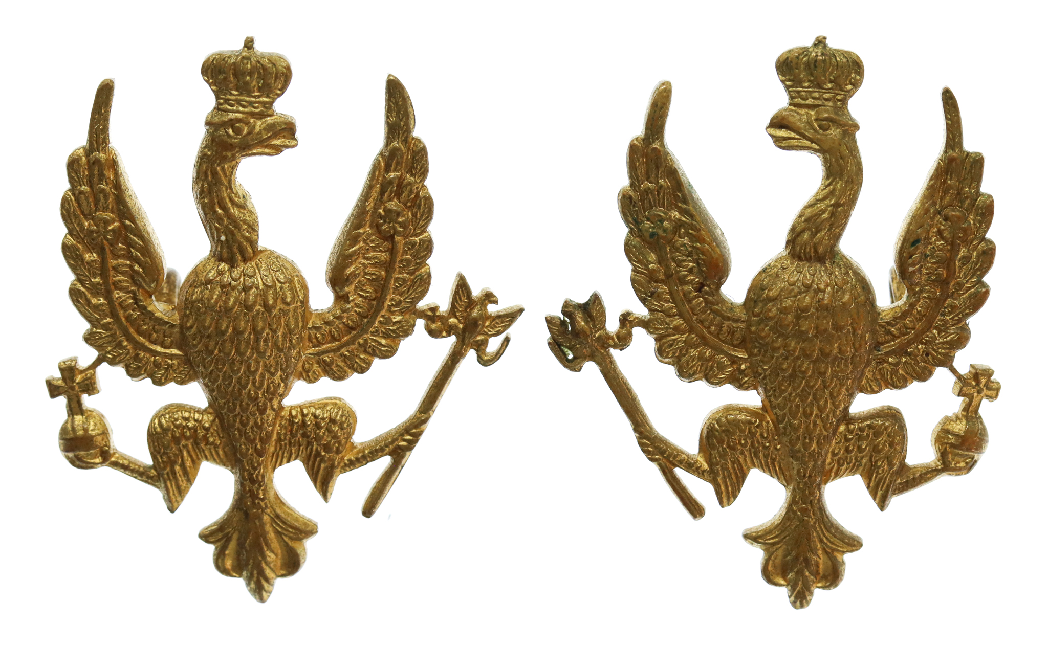 Pair of 14th/20th Hussars Officer's Gilt Collar Badges