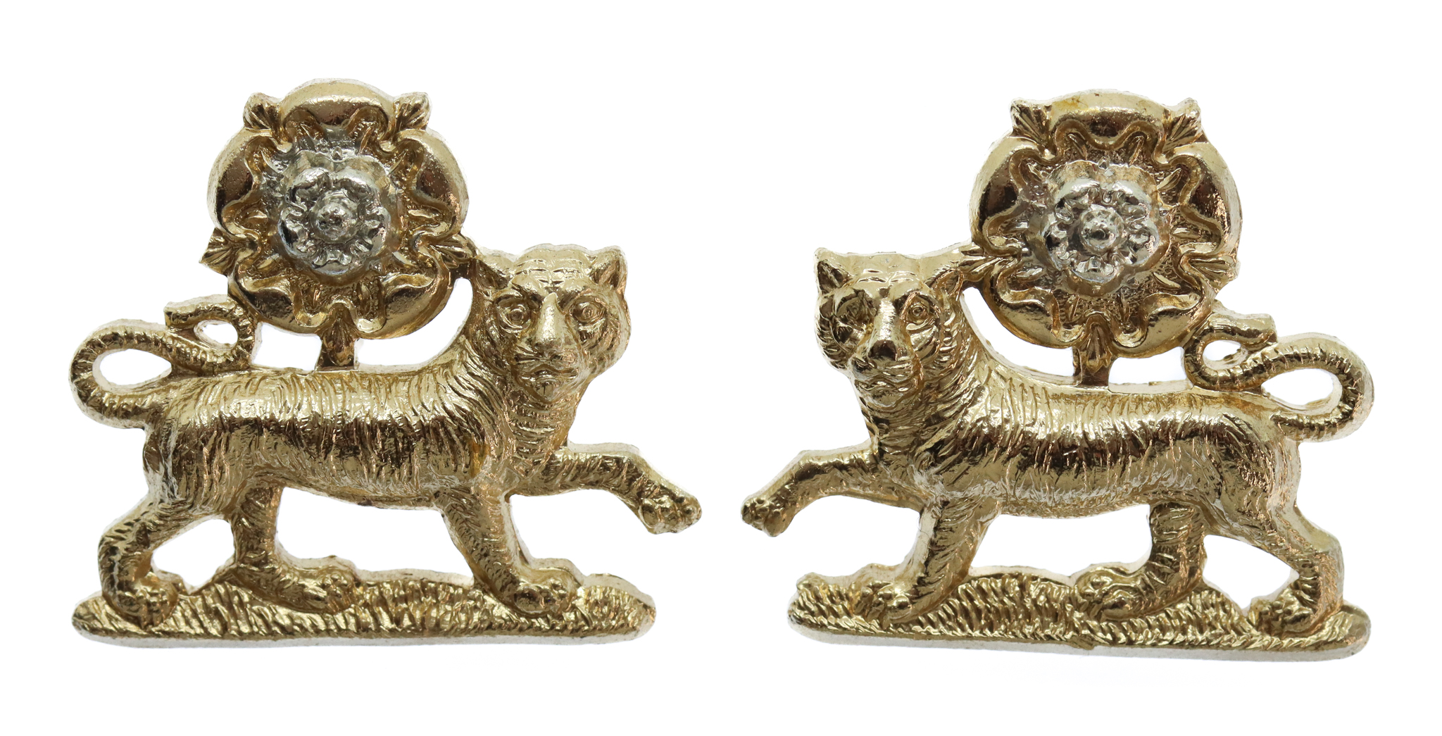 Pair of York & Lancaster Regiment Anodised (Staybrite) Collar Badges