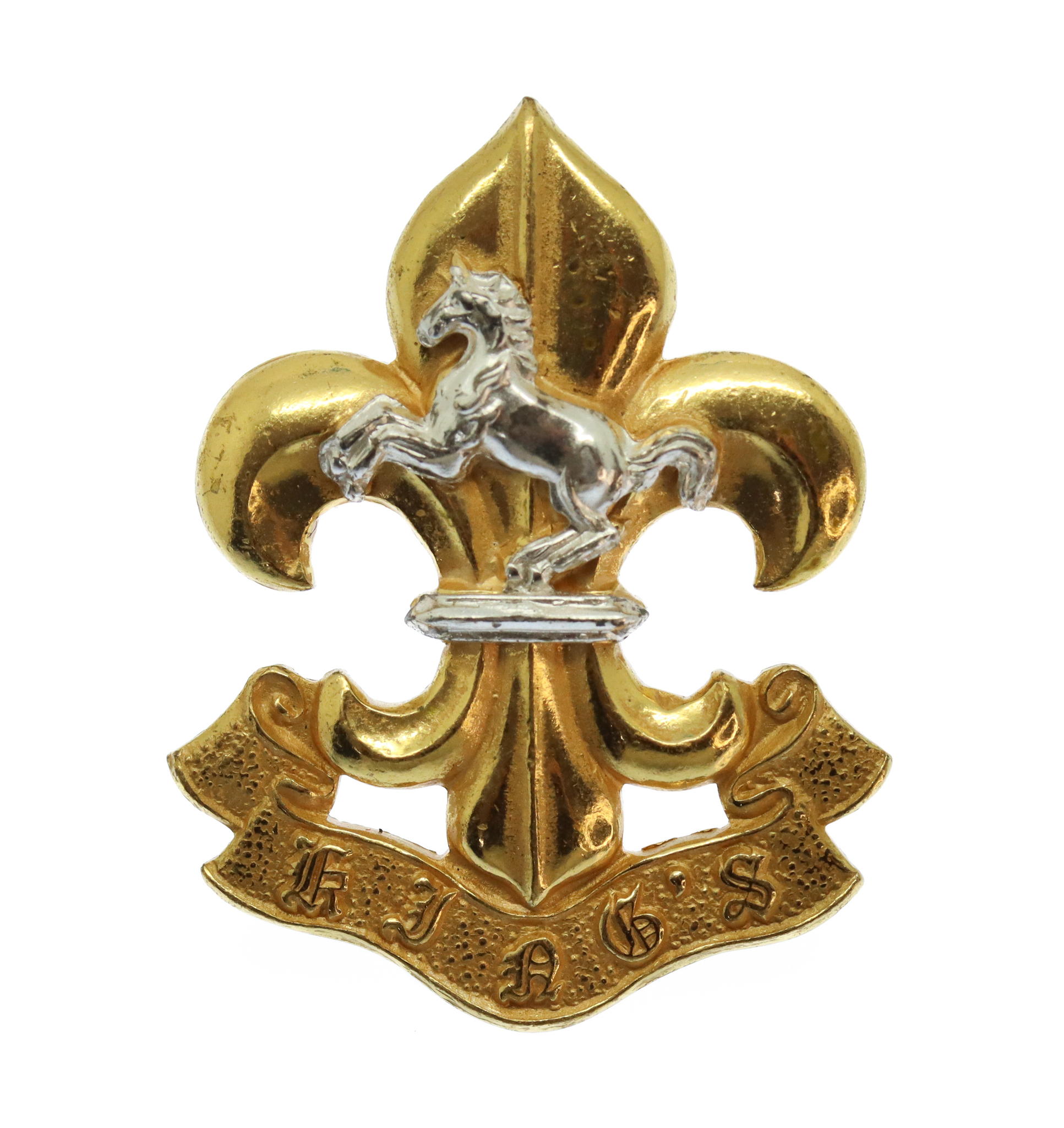 King's Regiment Officer's Gilt Cap Badge