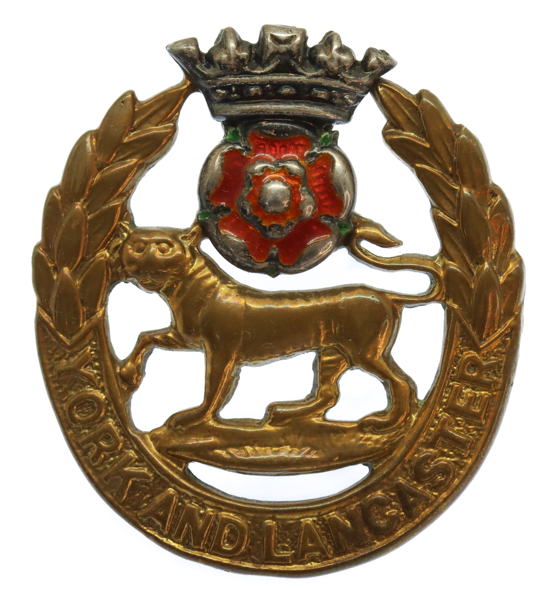 York & Lancaster Regiment Officer's Enamelled Cap Badge