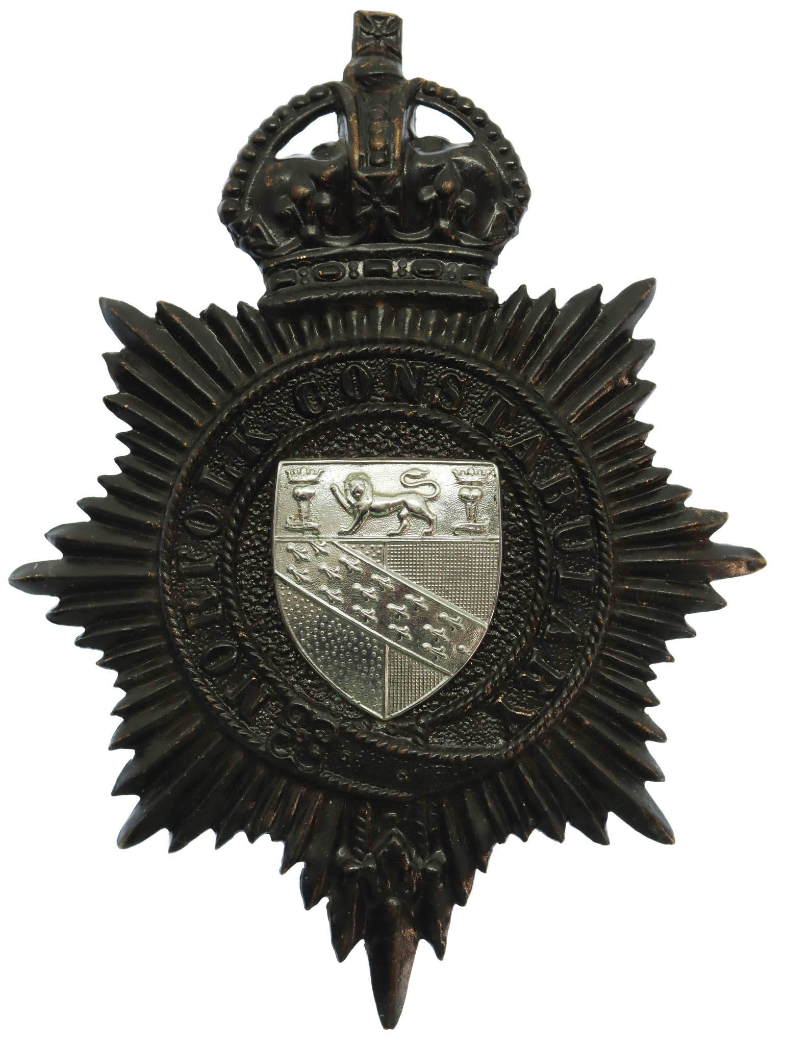 Norfolk Constabulary Black Helmet Plate - King's Crown