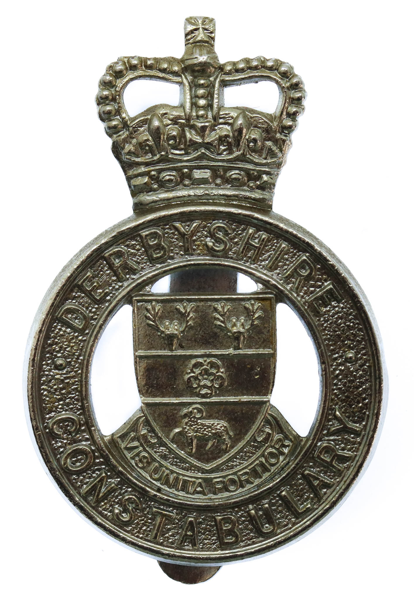 Derbyshire Constabulary Cap Badge - Queen's Crown