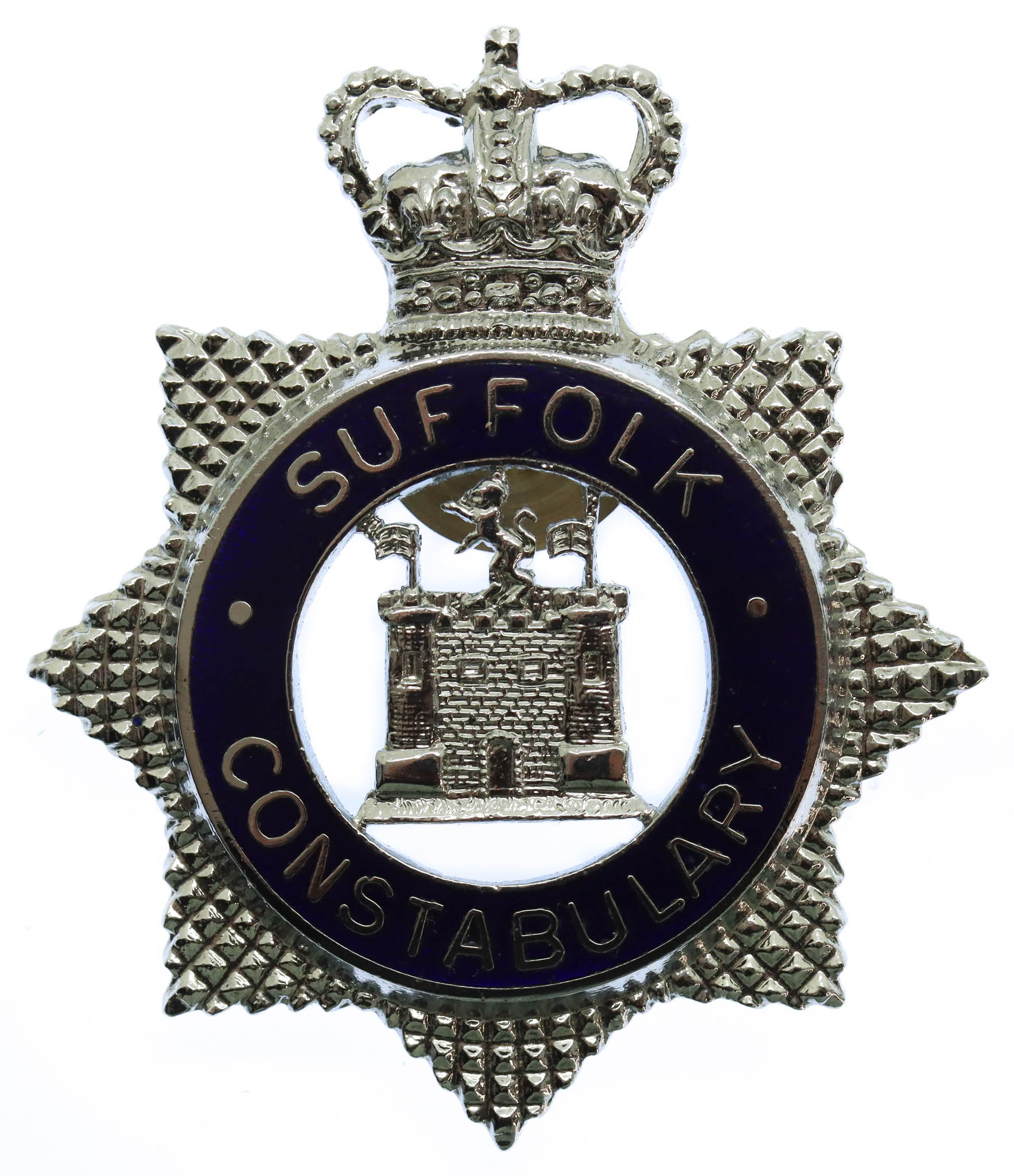 Suffolk Constabulary Enamelled Star Cap Badge - Queen's Crown