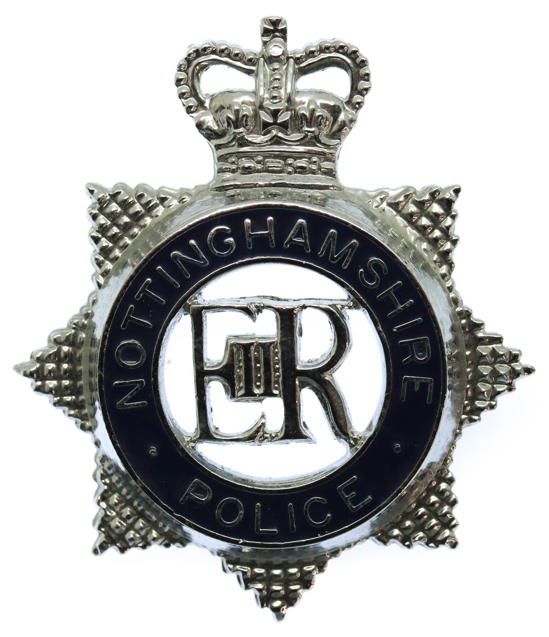 Nottinghamshire Police Enamelled Star Cap Badge - Queen's Crown