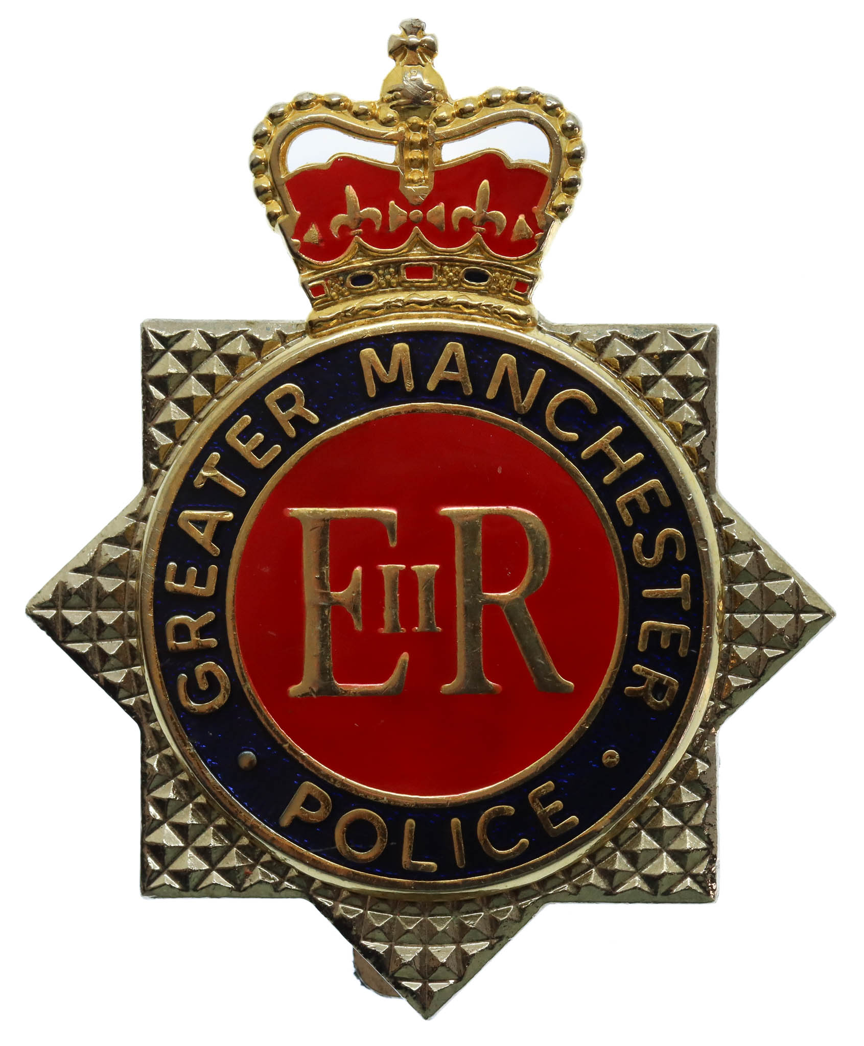 Greater Manchester Police Enamelled Star Cap Badge - Queen's Crown