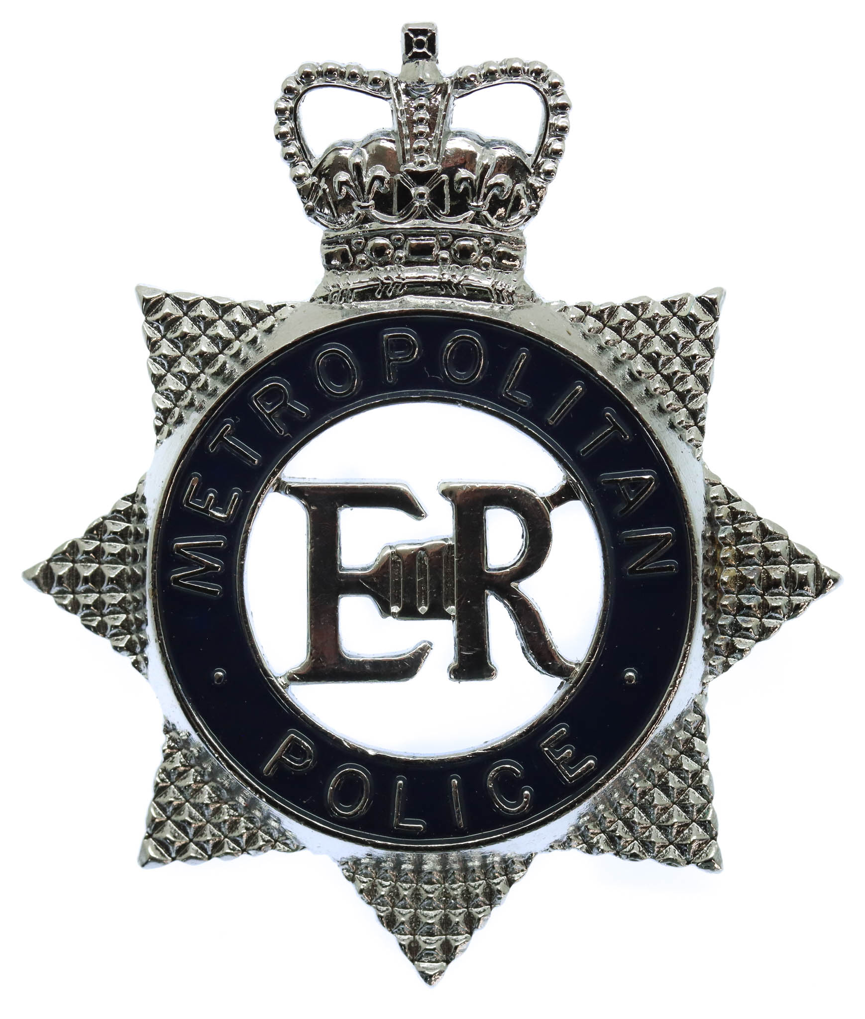 Metropolitan Police Enamelled Star Cap Badge - Queen's Crown