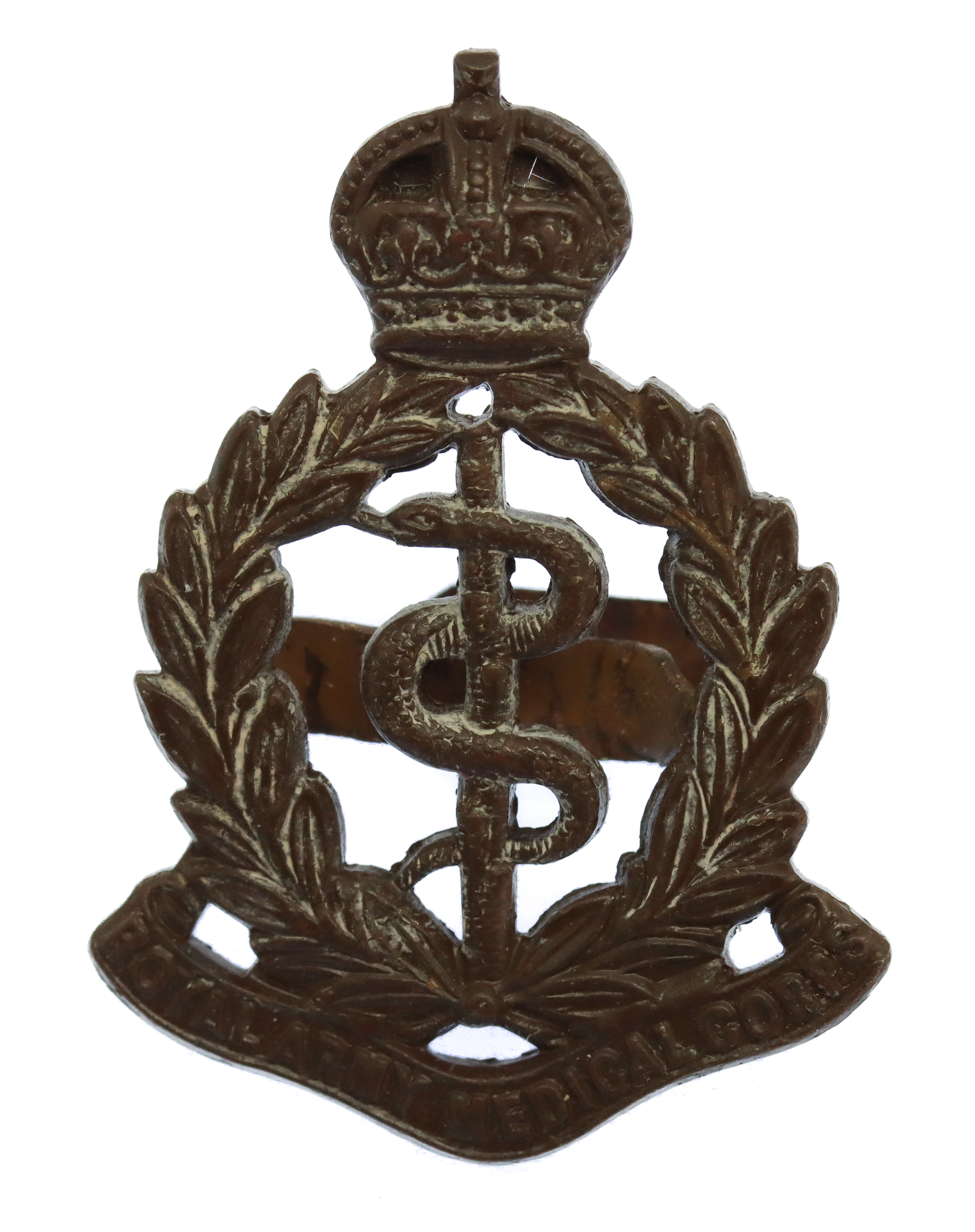 Royal Army Medical Corps (R.A.M.C.) Officer's Service Dress Cap Badge - King's Crown