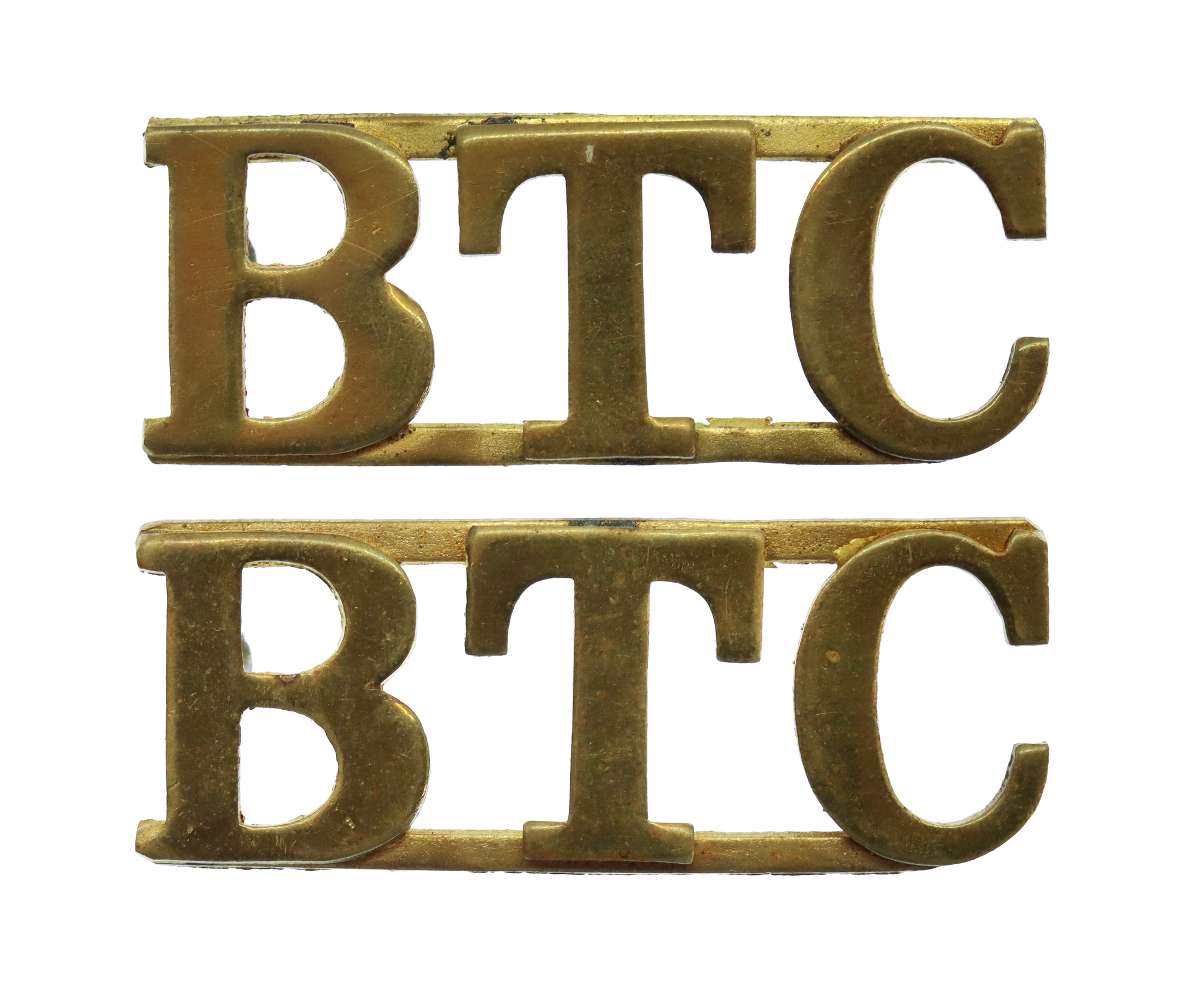 Pair of Bank Top Cadets (B.T.C.) Shoulder Titles