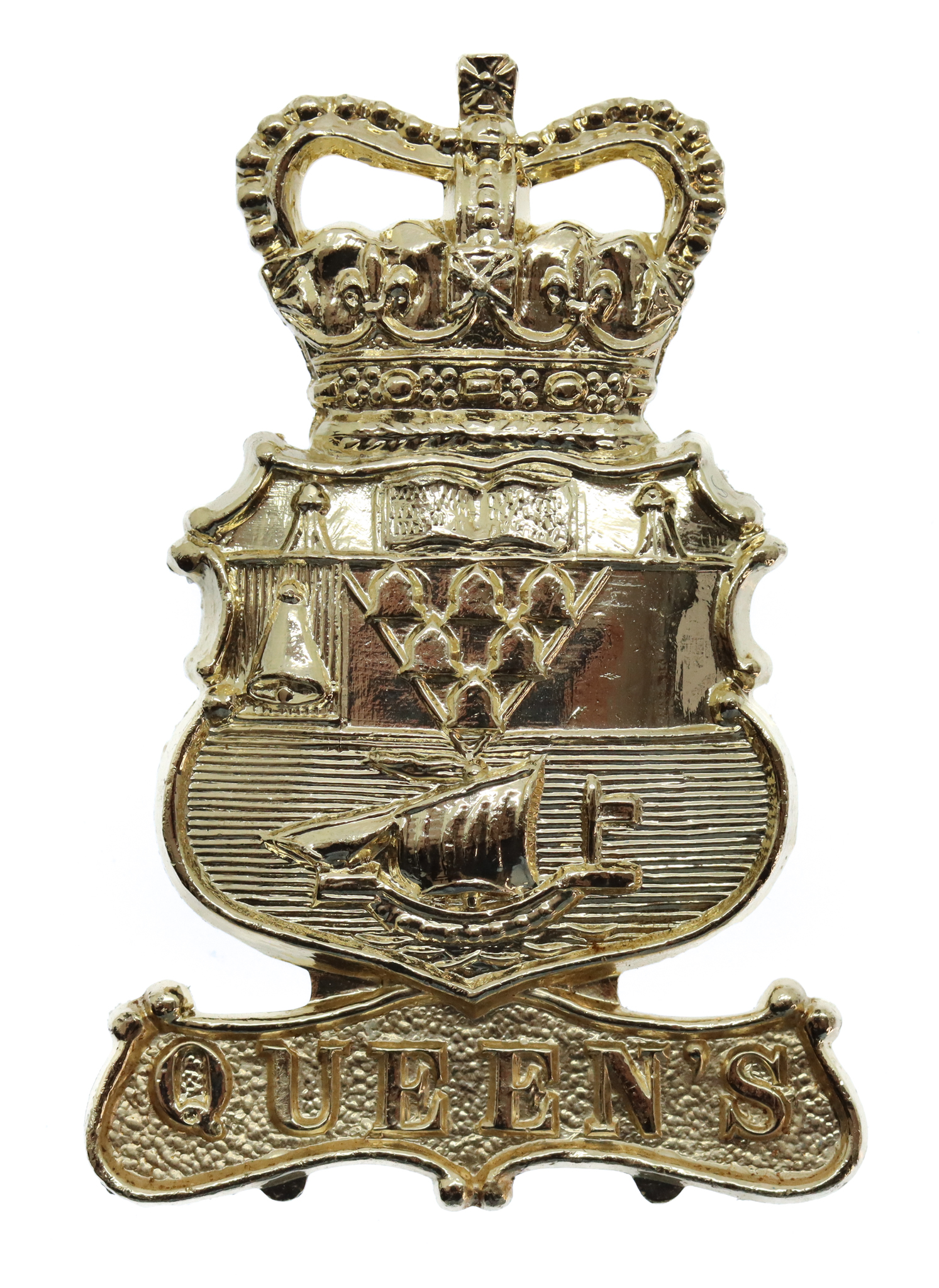 Queen's University Belfast O.T.C. Anodised (Staybrite) Cap Badge