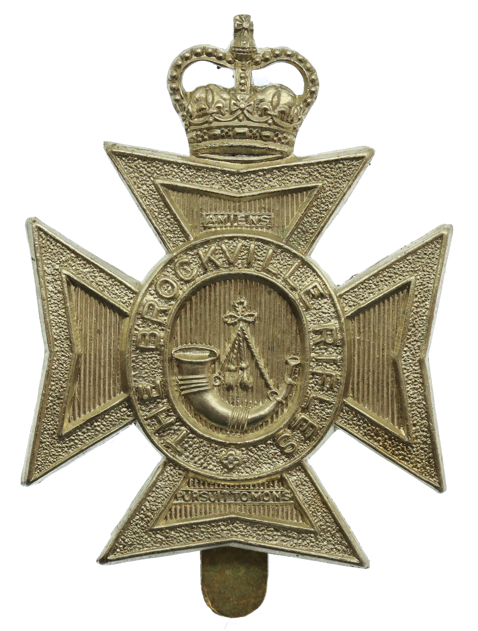 Canadian The Brockville Rifles Cap Badge - Queen's Crown
