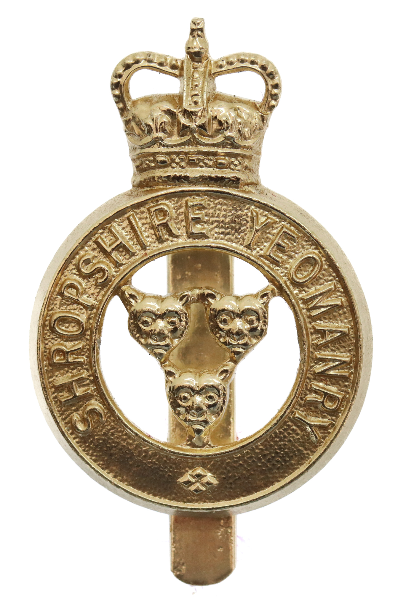 Shropshire Yeomanry Anodised (Staybrite) Cap Badge - Queen's Crown