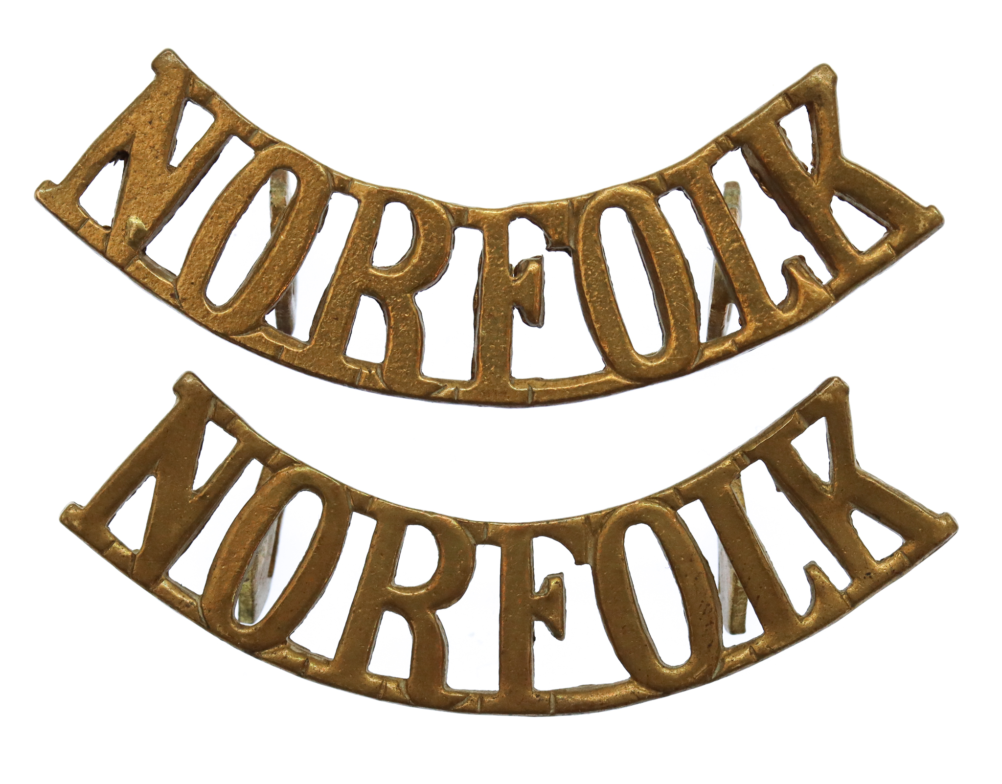 Pair of Norfolk Regiment (NORFOLK) Shoulder Titles