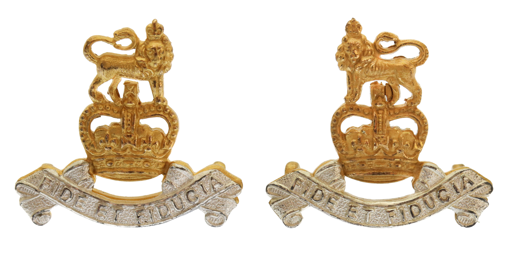 Pair of Royal Army Pay Corps (R.A.P.C.) Officer's Dress Collar Badges - Queen's Crown
