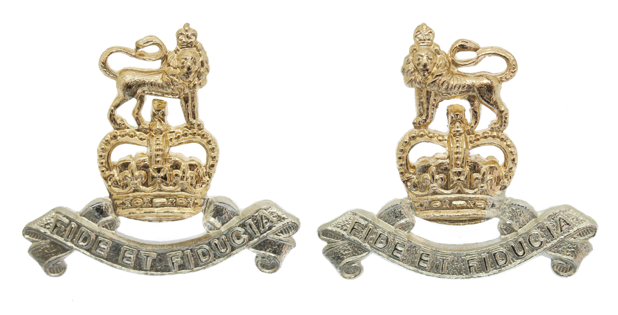 Pair of Royal Army Pay Corps (R.A.P.C.) Anodised (Staybrite) Collar Badges