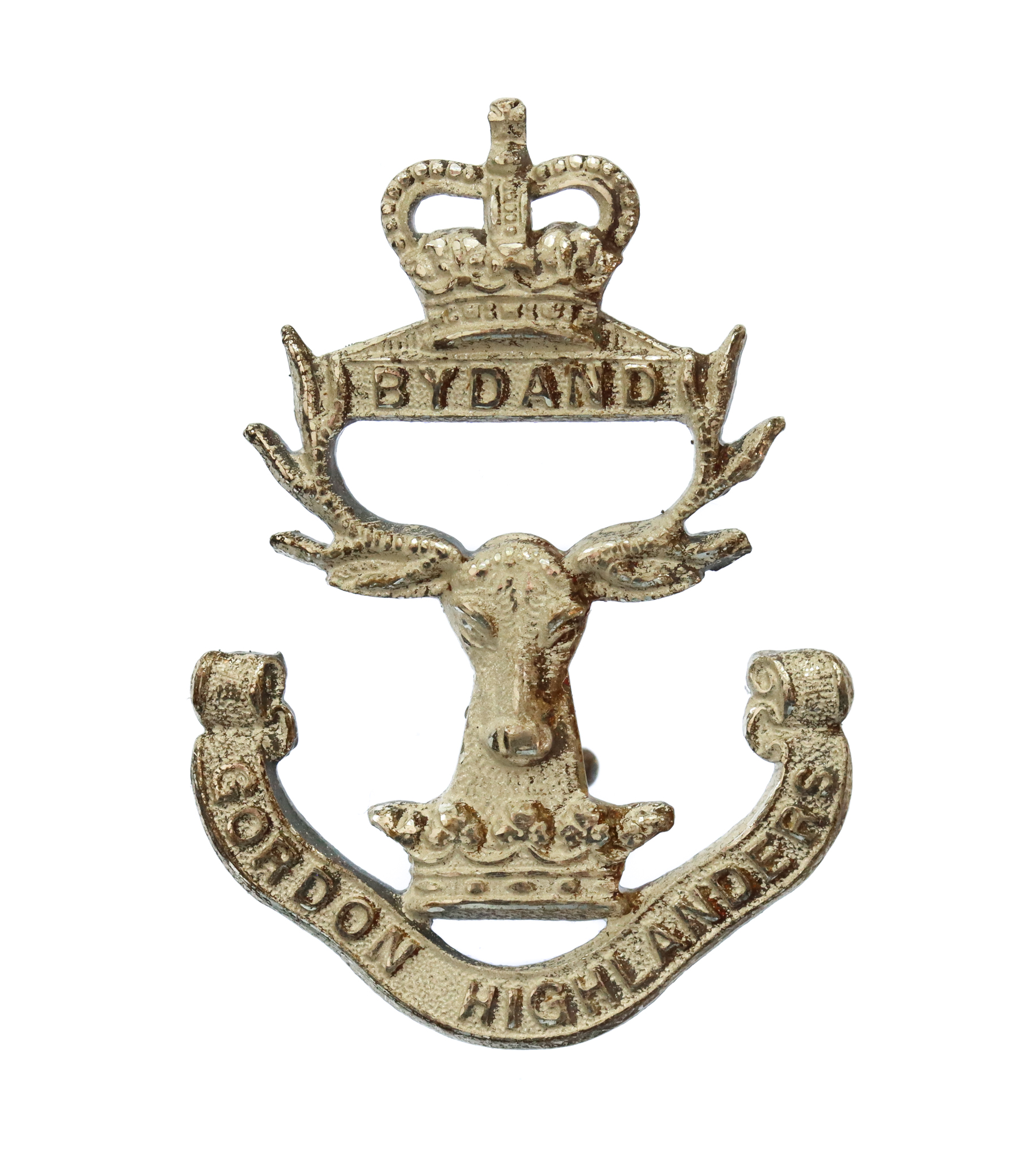 Gordon Highlanders Officer's Silvered Sporran Badge - Queen's Crown