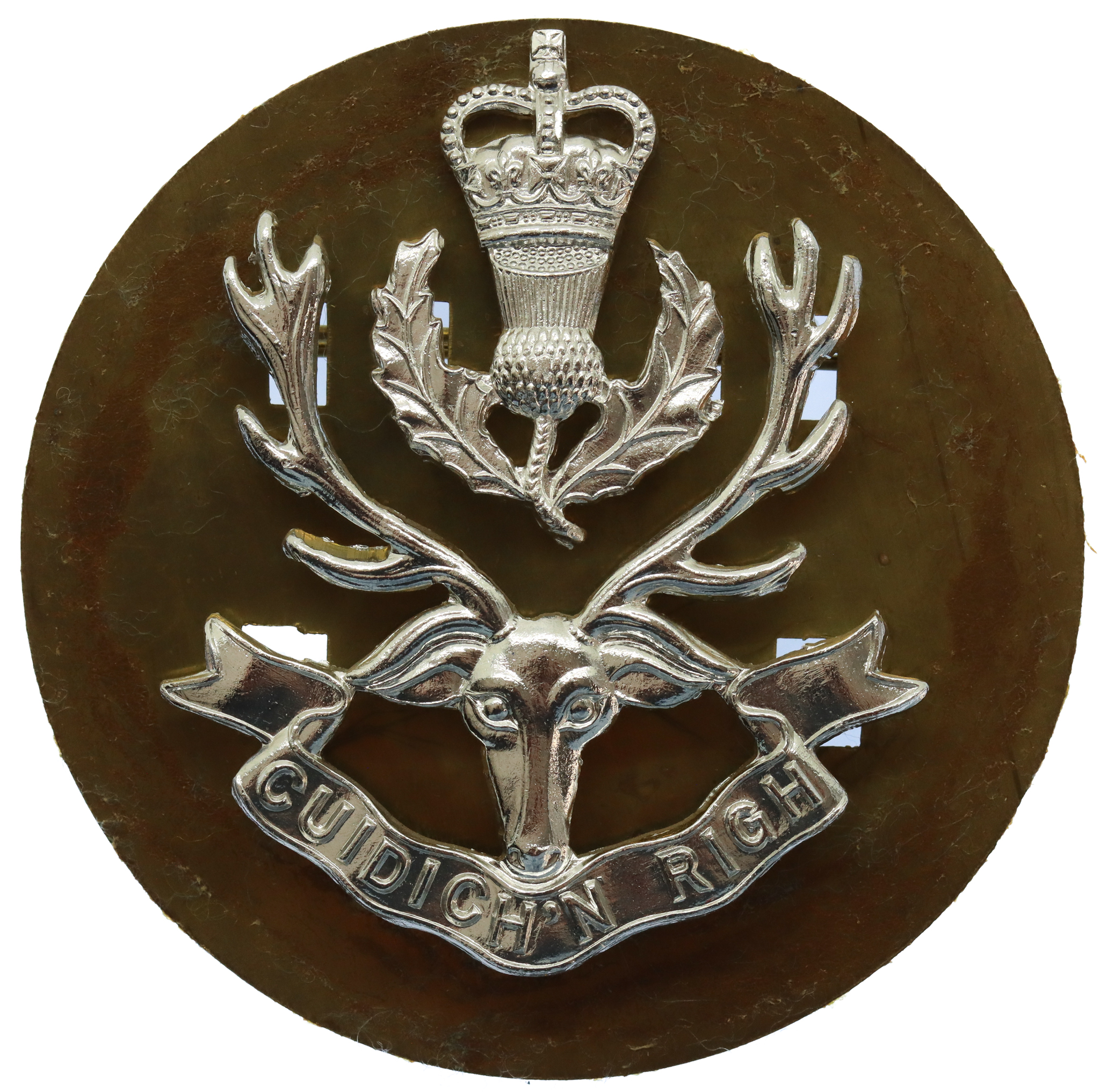 Queen's Own Highlanders Anodised (Staybrite) Cap Badge 