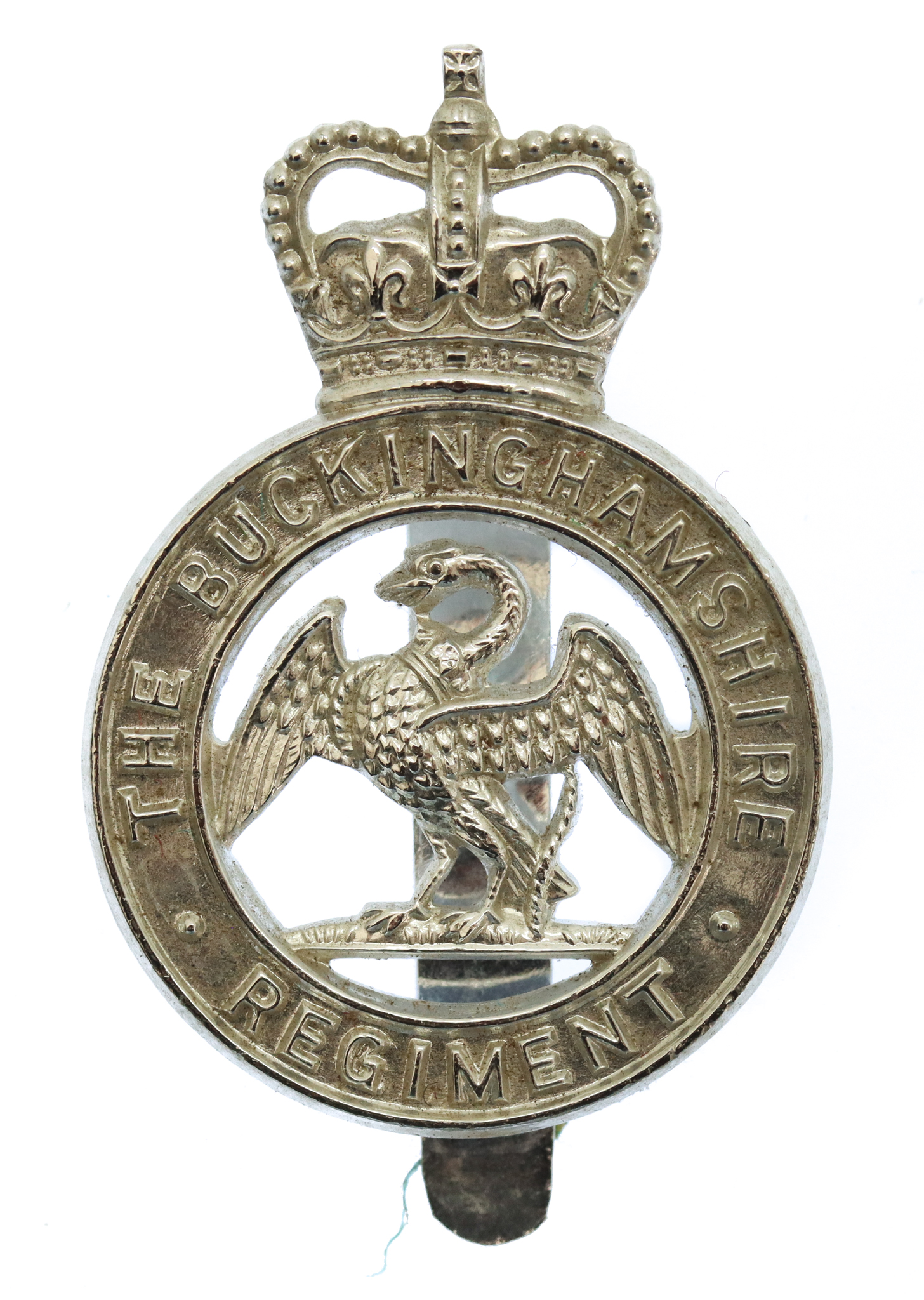 The Buckinghamshire Regiment Anodised (Staybrite) Cap Badge - Queen's Crown