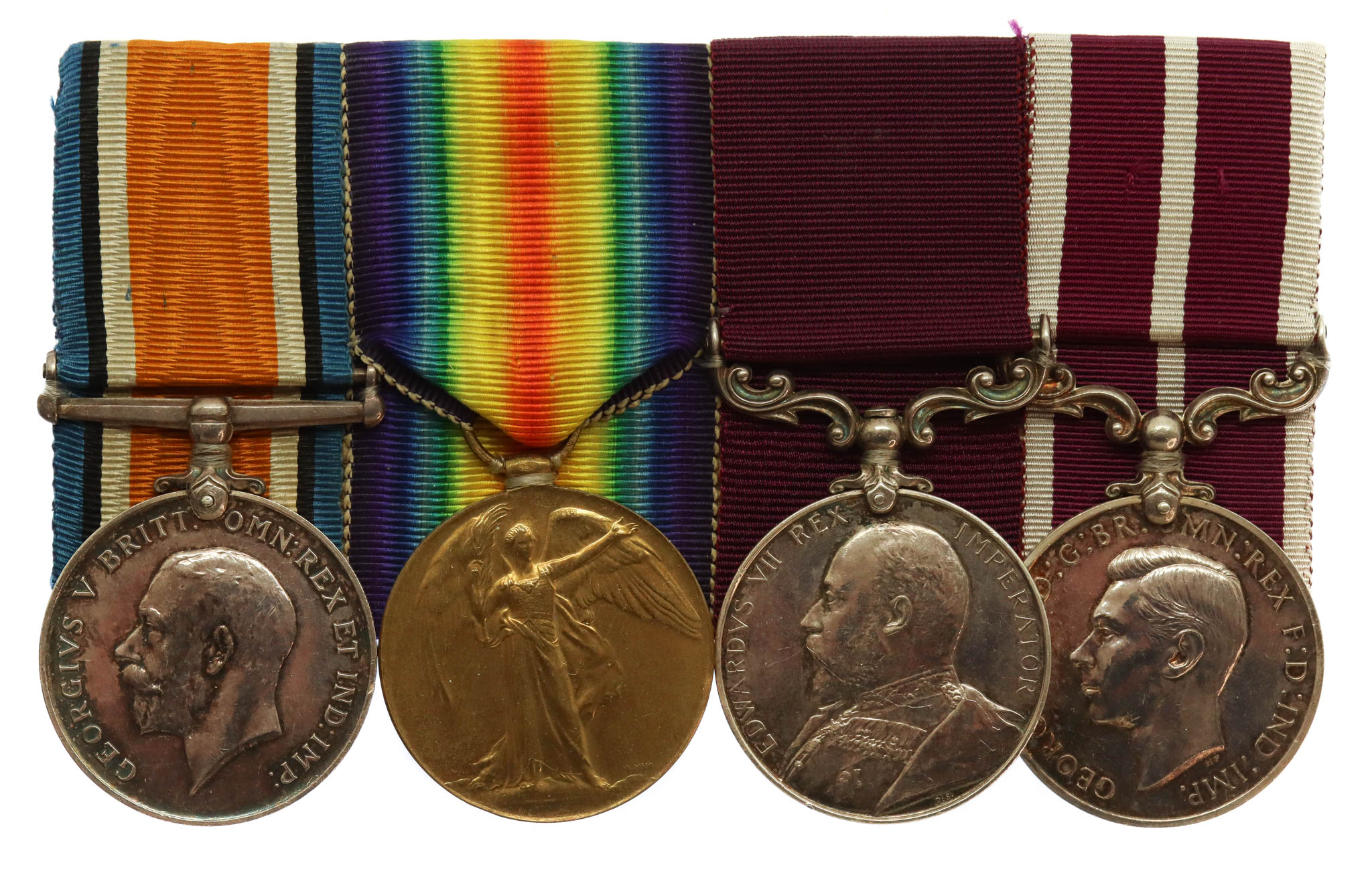 WW1 British War Medal, Victory Medal, Edward VII LS&GC and George VI Meritorious Service Medal Group of Four - Colour Sergeant (later Captain) H. Baxter, 5th Bn. Essex Regiment