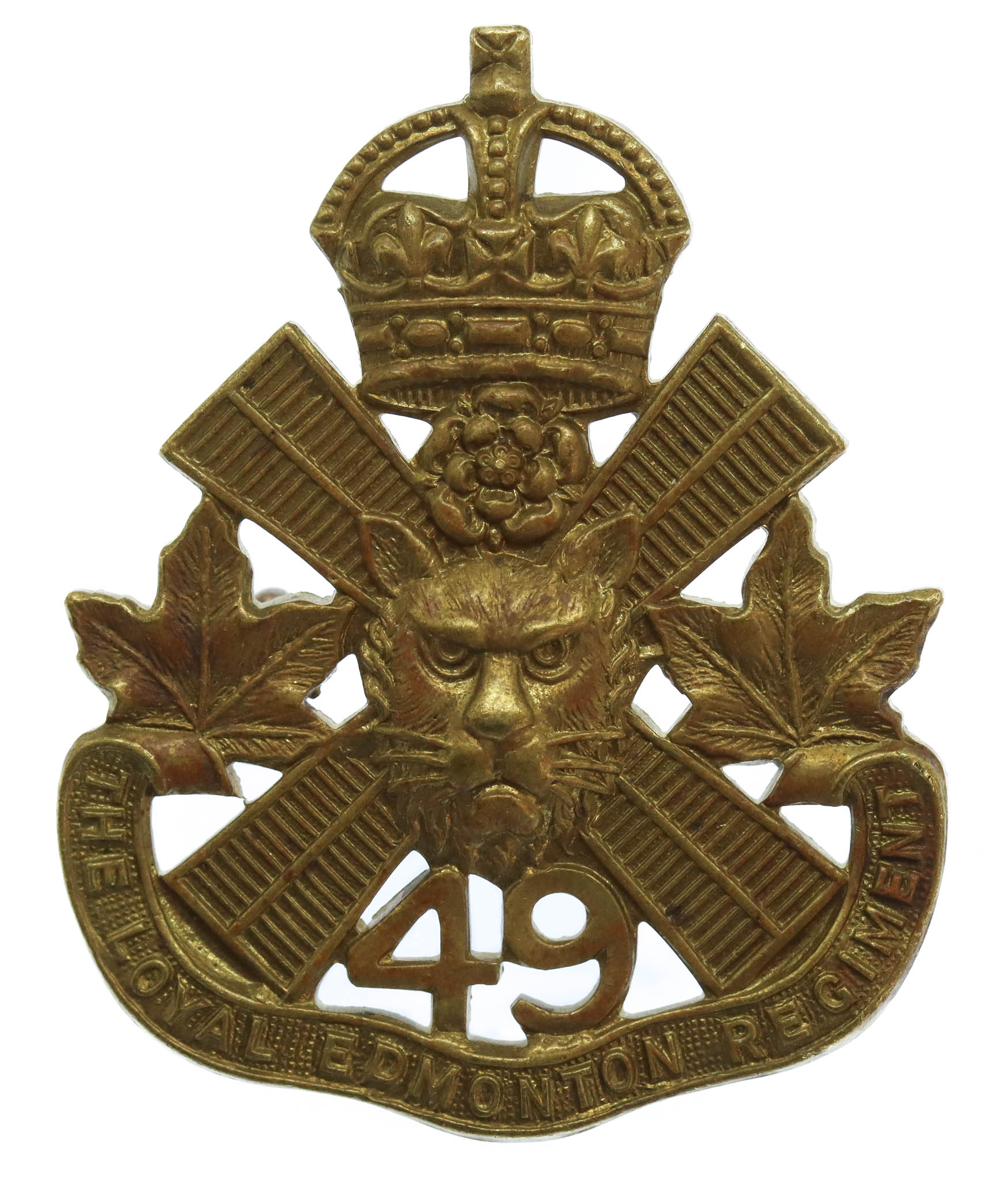 Canadian 49th The Loyal Edmonton Regiment Cap Badge - King's Crown