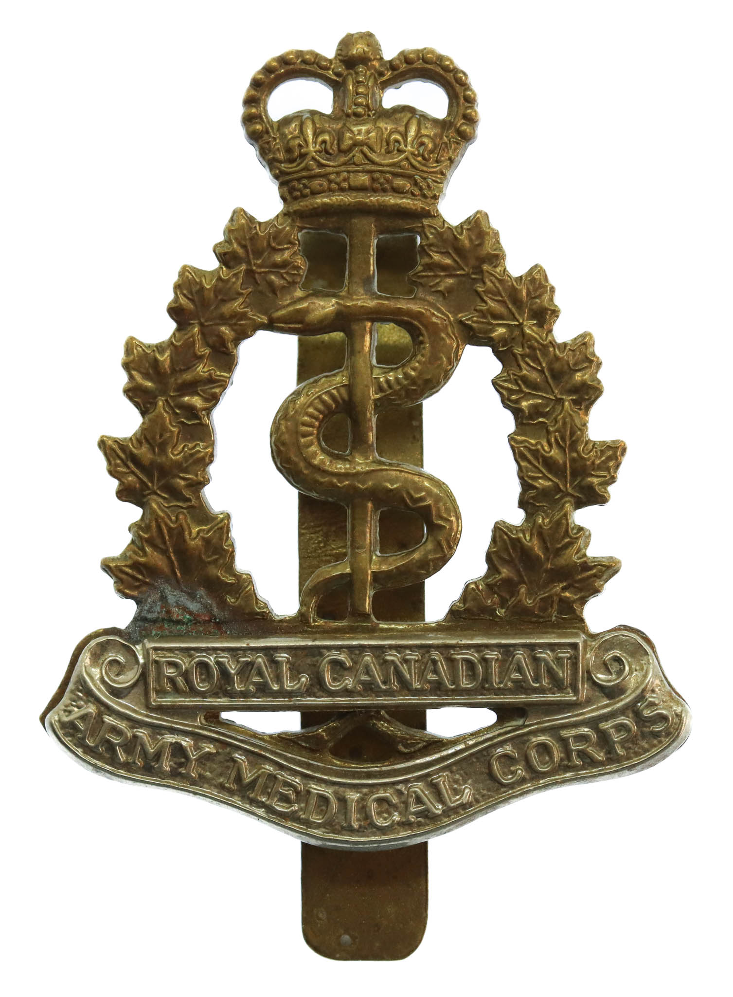 Royal Canadian Army Medical Corps Cap Badge - Queen's Crown