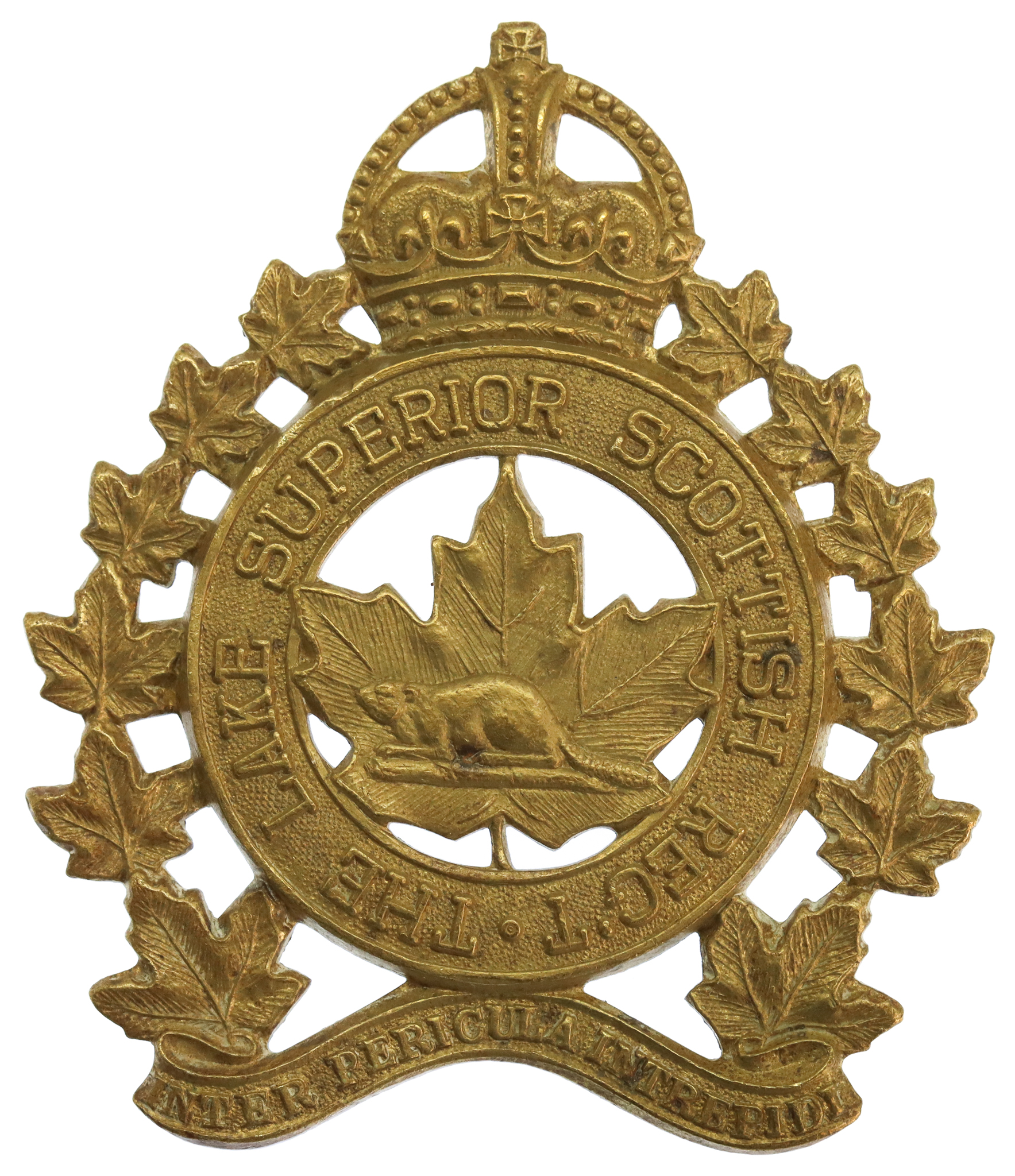 Canadian Lake Superior Scottish Regiment Cap Badge  - King's Crown