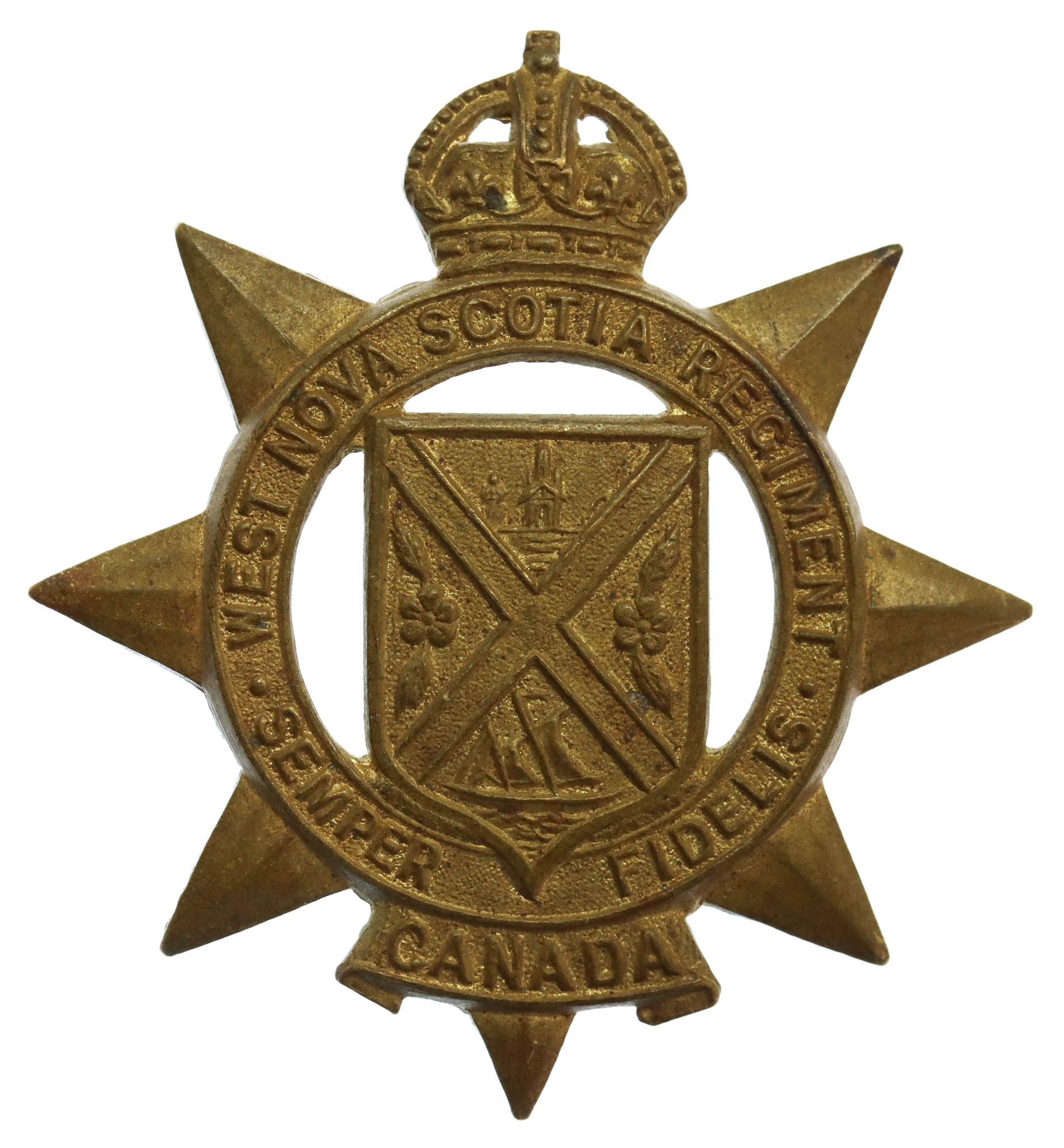 Canadian West Nova Scotia Regiment Cap Badge - King's Crown
