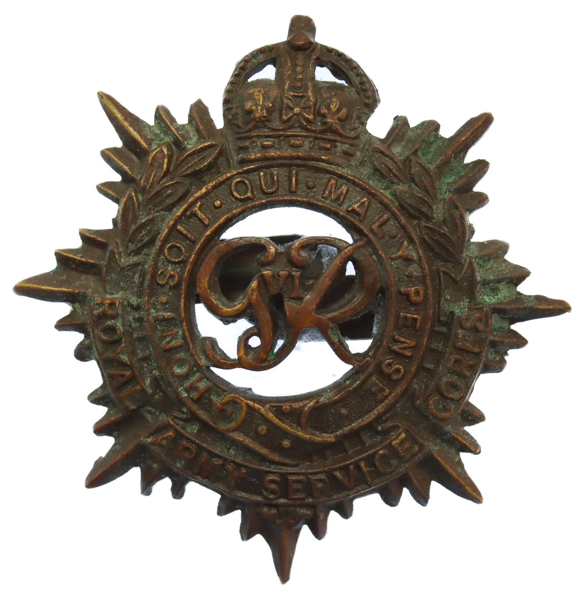 George VI Royal Army Service Corps (R.A.S.C.) Officer's Service Dress Cap Badge