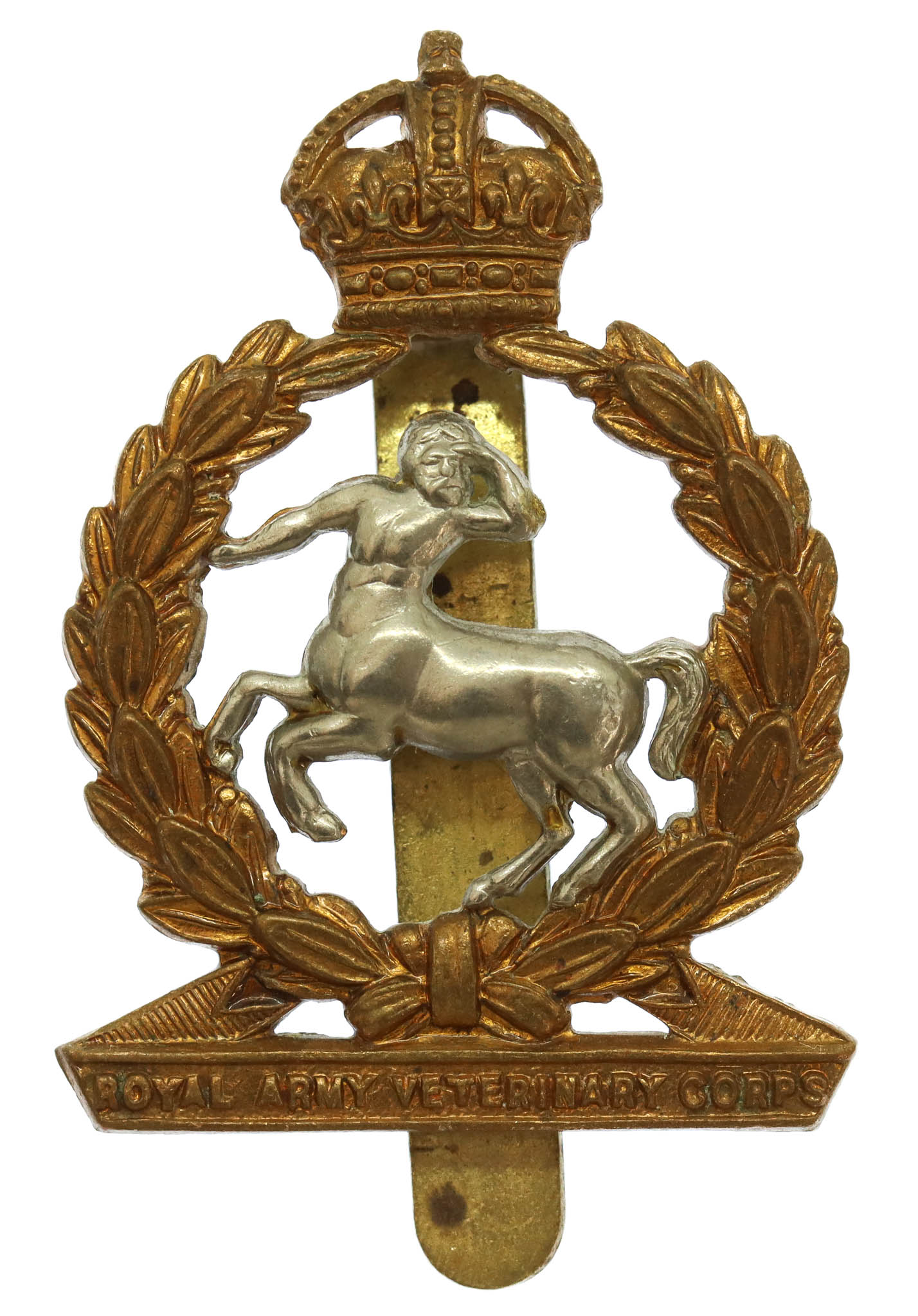 Royal Army Veterinary Corps (R.A.V.C.) Bi-Metal Cap Badge - King's Crown