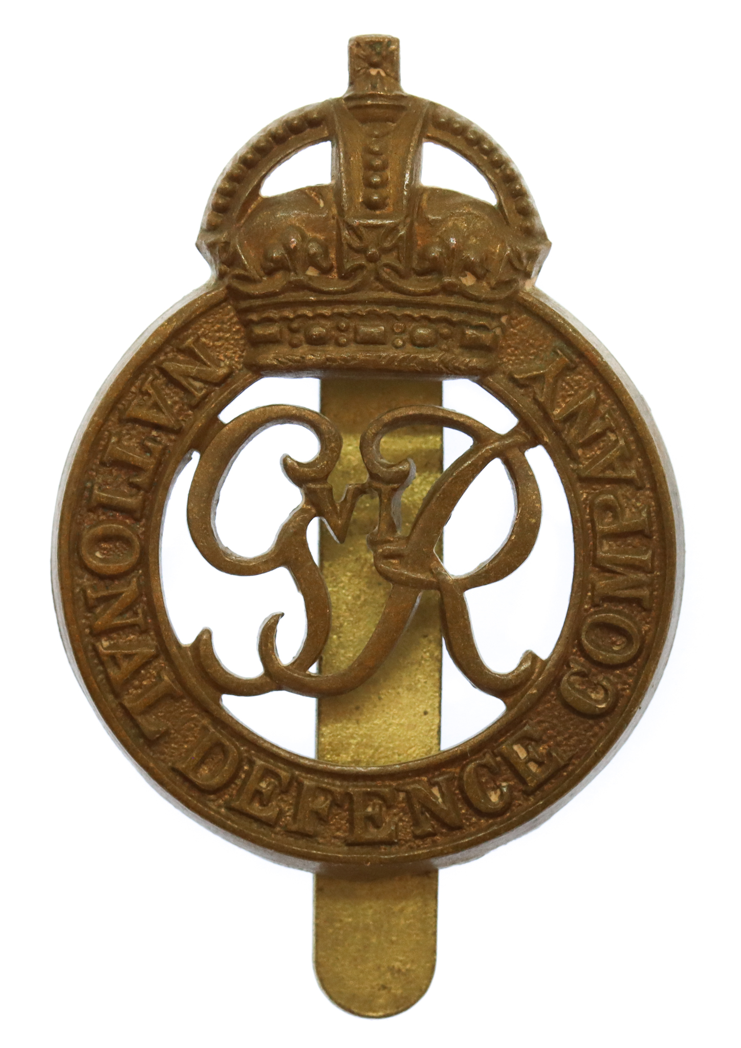 George VI National Defence Company Cap Badge