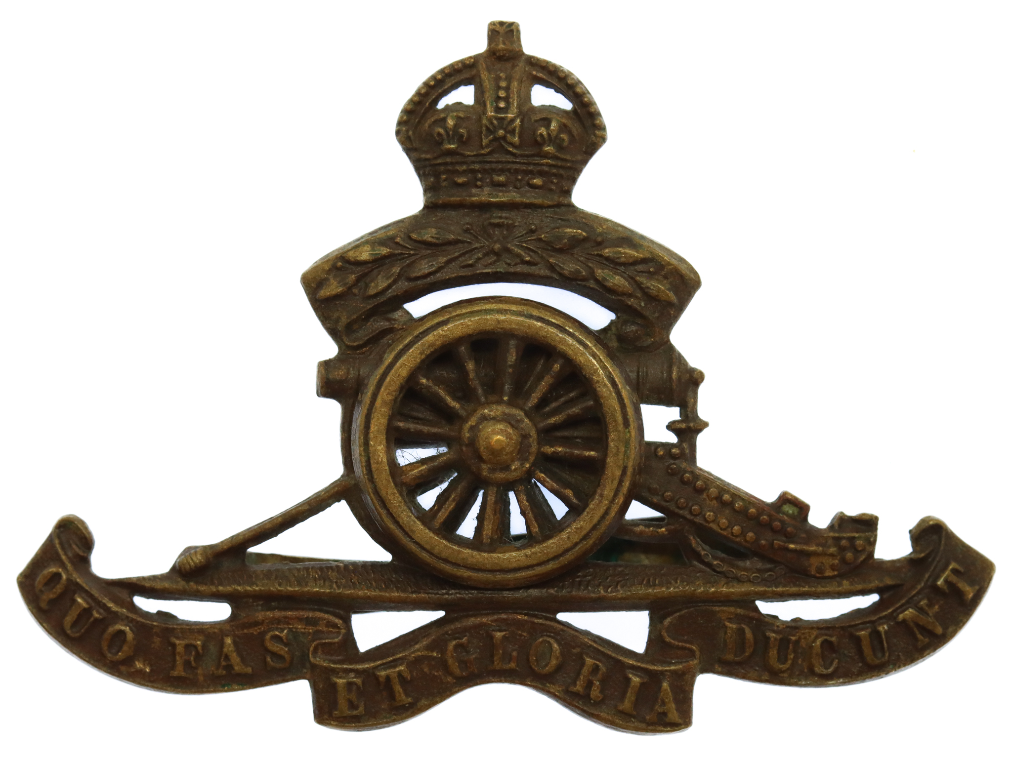 Royal Artillery Territorial Officer's Service Dress Cap Badge - King's Crown