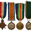 WW1 1914-15 Star, British War Medal, Victory Medal and Territorial Efficiency Medal Group of Four - Pte. J.E. Harrison, Royal Army Medical Corps
