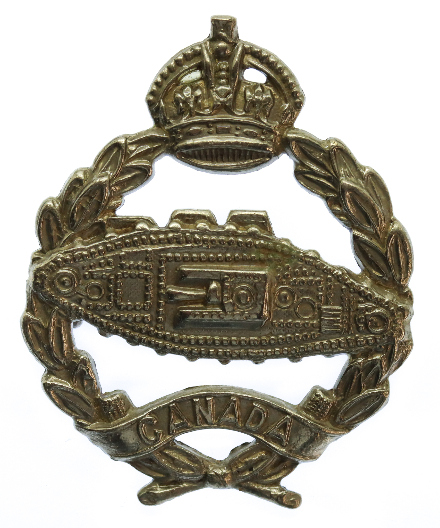 Canadian Tank Corps Cap Badge - King's Crown