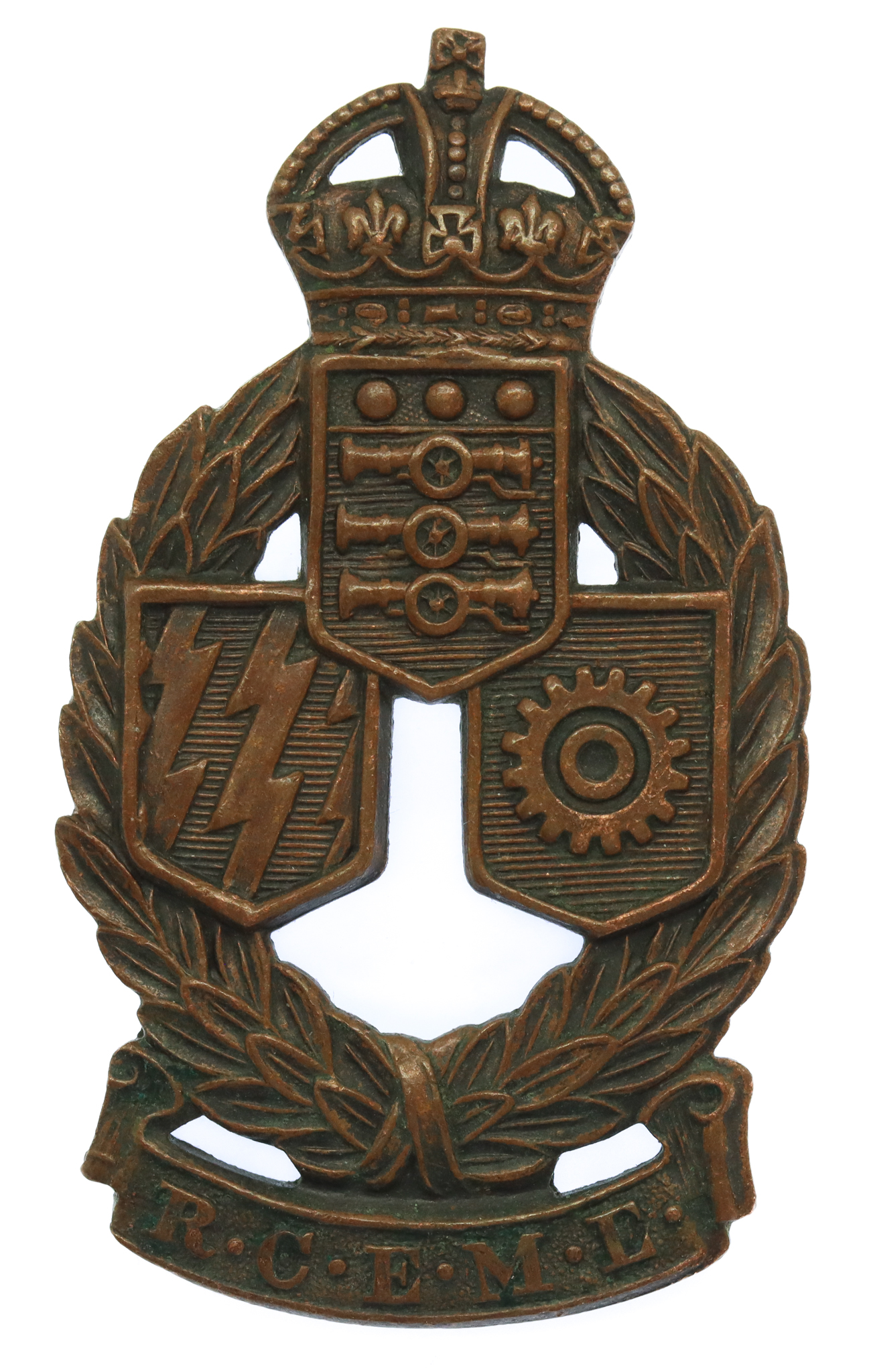 Royal Canadian Electrical & Mechanical Engineers (R.C.E.M.E.) Cap Badge - King's Crown