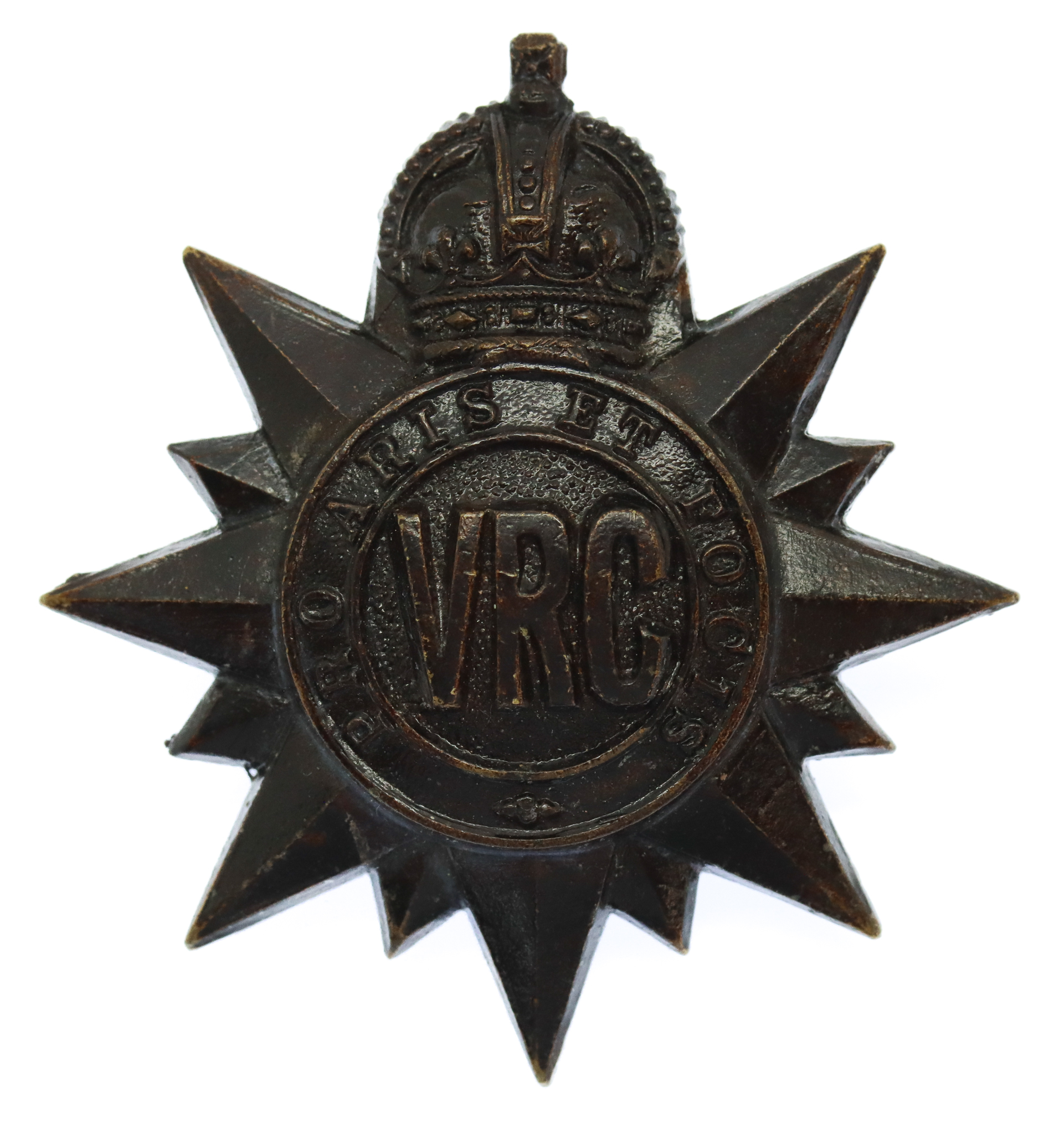 Canadian Victoria Rifles of Canada Cap Badge - King's Crown