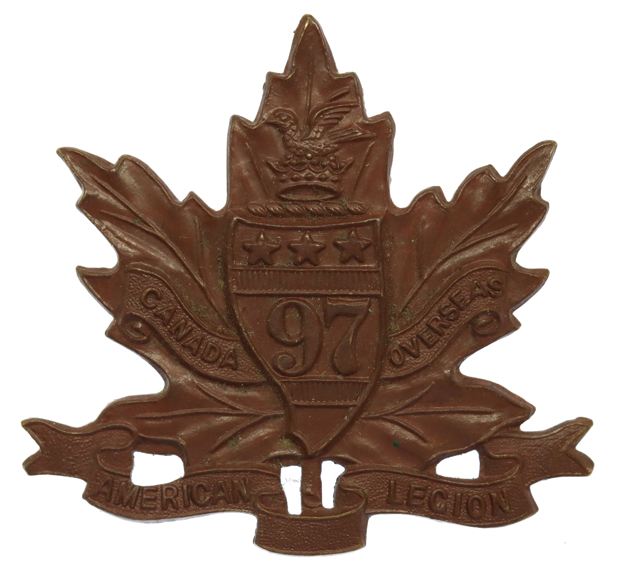  Canadian 97th Infantry Battalion (Toronto Americans) WW1 C.E.F. Cap Badge