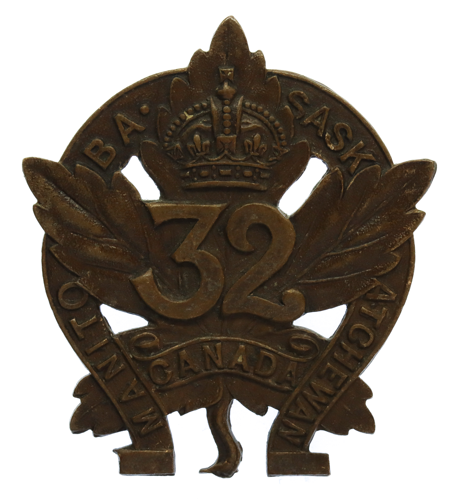 Canadian 32nd Infantry Battalion (Manitoba & Saskatchewan) WW1 C.E.F. Cap Badge