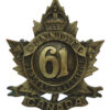 Canadian 61st Infantry Battalion (Winnipeg Bn.) WW1 C.E.F. Cap Badge
